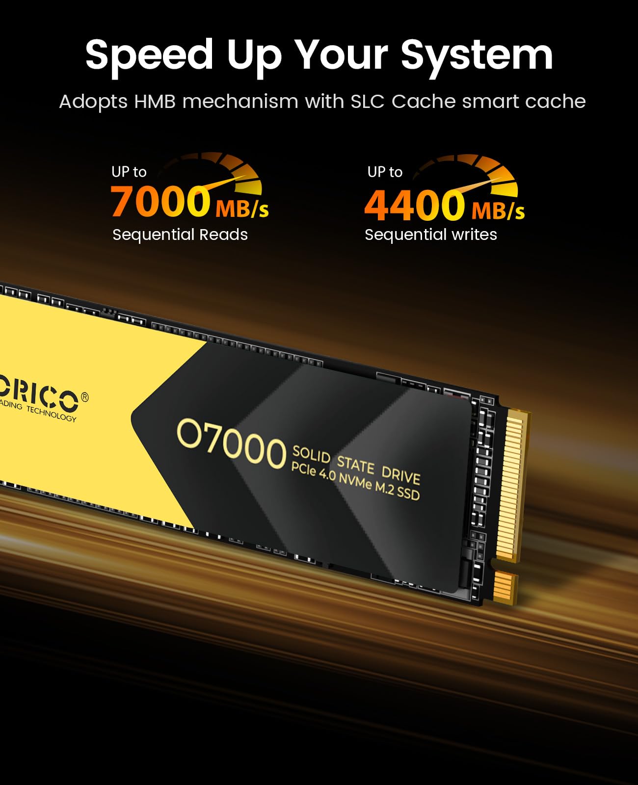 Orico 512Gb Nvme Ssd Pcie 4.0  Up To 7000Mb/S, M.2 Ssd 2280 Pcie 4.0X4 Internal Solid State Drive Ssd, Fast Heat Dissipation, Co