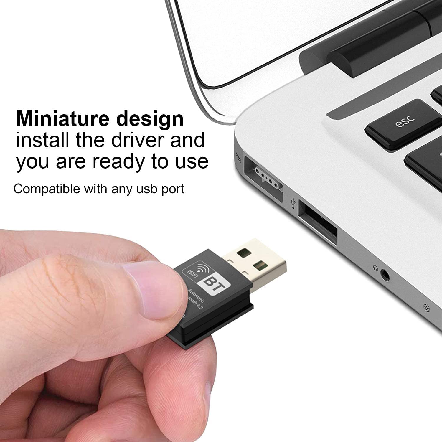 Blueshadow Mini 2 In 1 Usb Wifi Bluetooth Adapter Ac600 2.4G/5G Dual Band Wireless Network Adapter For Desktop Pc, Bluetooth 4.2, Wpa3 Network Security, Supports Windows 11,10, 8.1,8, 7