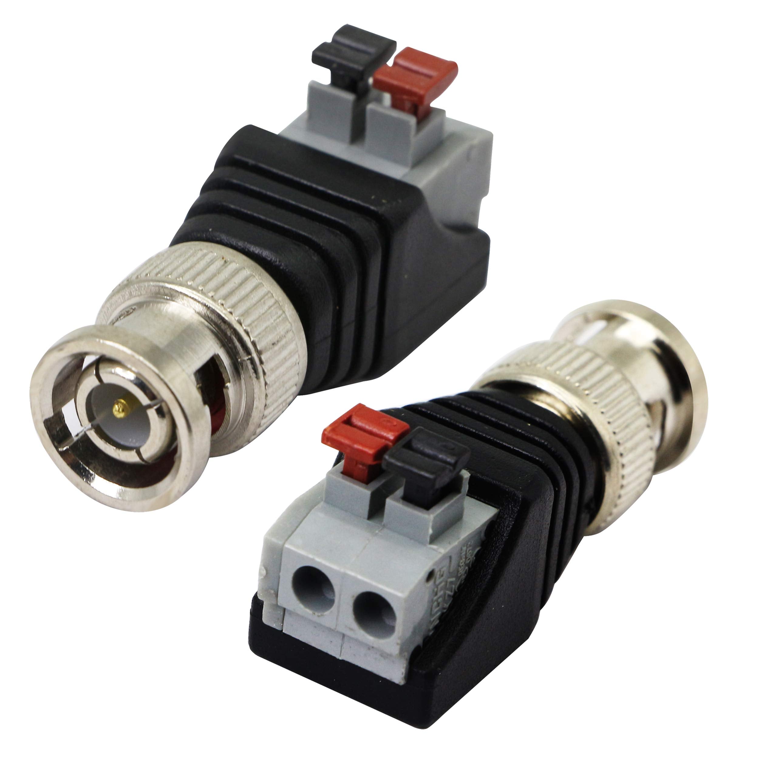 Zdycgtime Bnc Video Baluns Adapter Bnc Male Plug To 2 Pin/Way Screw Terminal Video Audio Spring Press Type Balun With Solderless