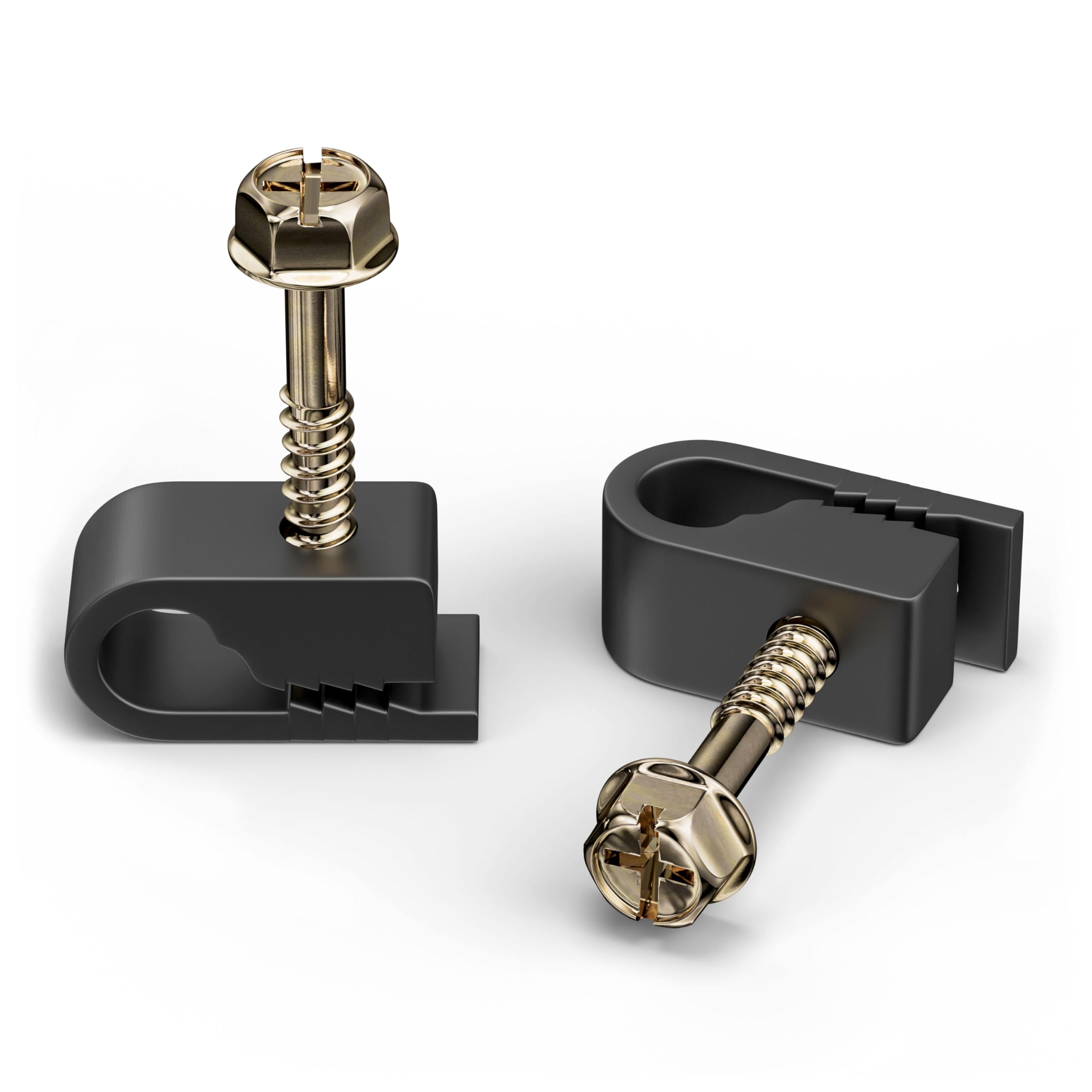 The Cimple Co   Single Coaxial Cable Clips, Cat6, Electrical Wire Cable Clip, 1/4 In (6 Mm) Screw Clip And Fastener, Black (10 P