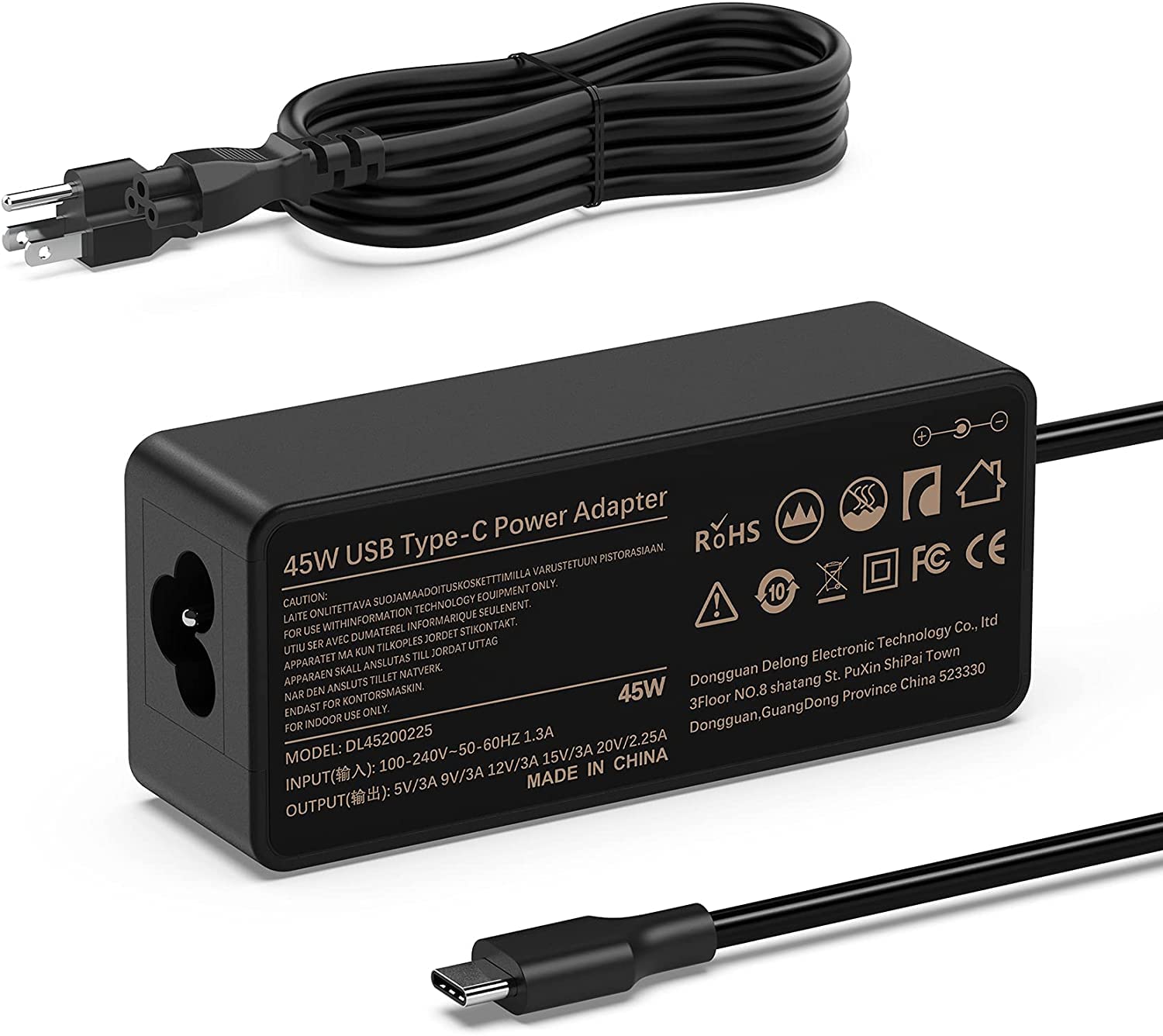 Chromebook Charger Usb C Laptop For Hp Lenovo Acer Asus Dell Samsung Google Computer Adapter Power Type C, Hp Chromebook X360 11 13 14 14A Hp Spectre X360 13 Elite X2 Power Cord 45W