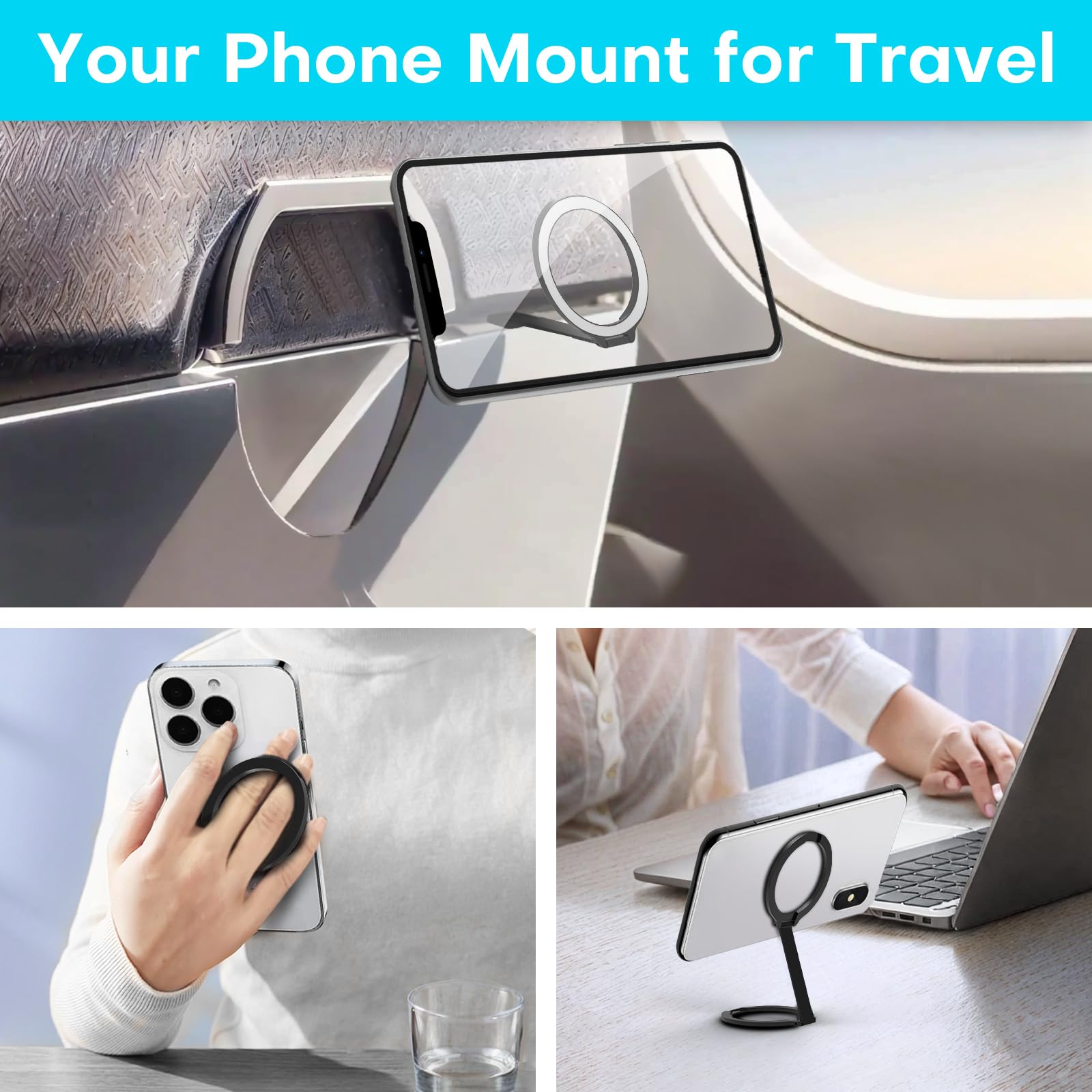 Mini Airplane Magnetic Phone Holder Magsafe Compatible Magnetic Travel Phone Mount Must-Have Long Flight Accessories Travel Esse