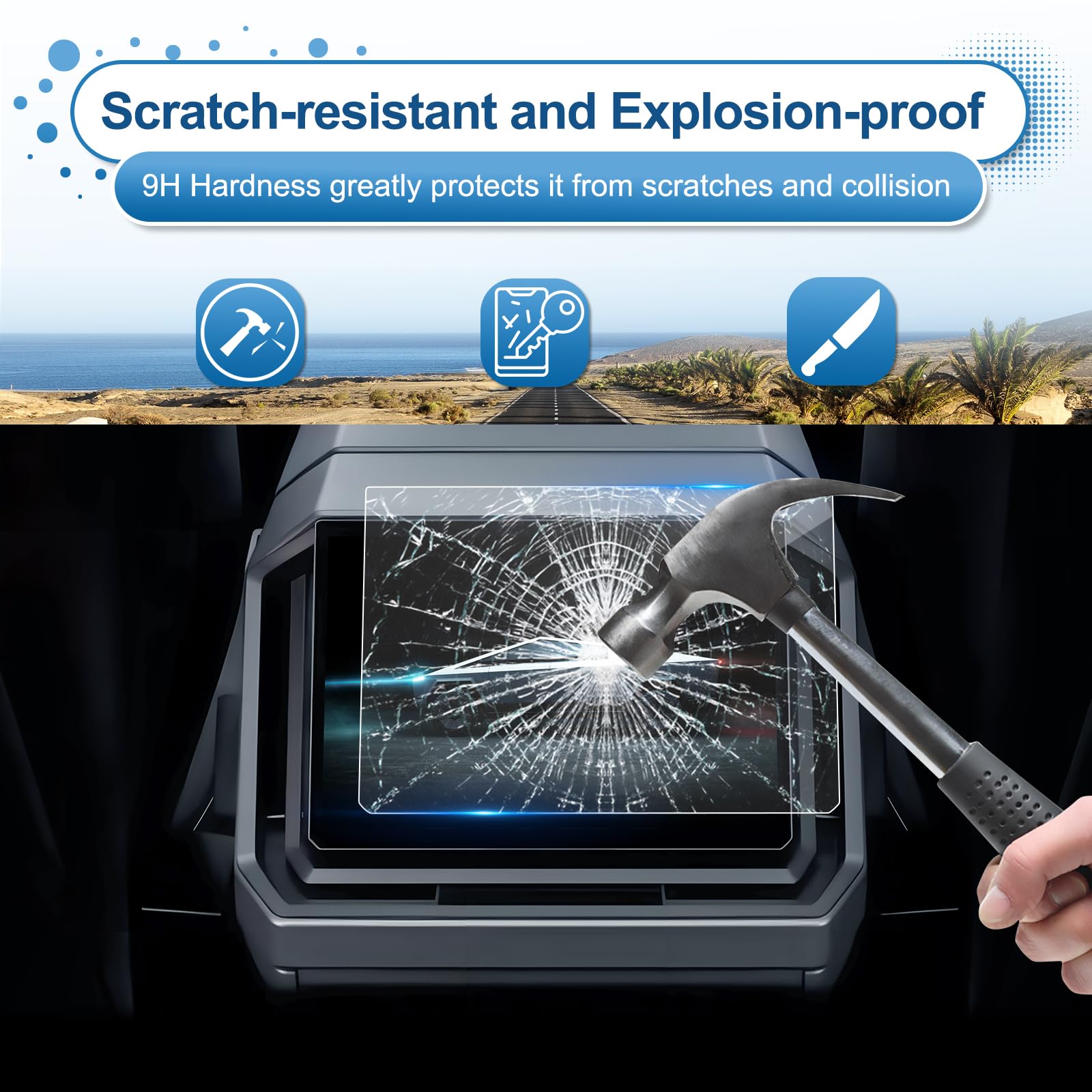 Coleya For Tesla Cybertruck Screen Protector, 9.4 Inch Rear Seat Touchscreen, 9H Tempered Glass 2024 Cybertruck Accessories Hd T