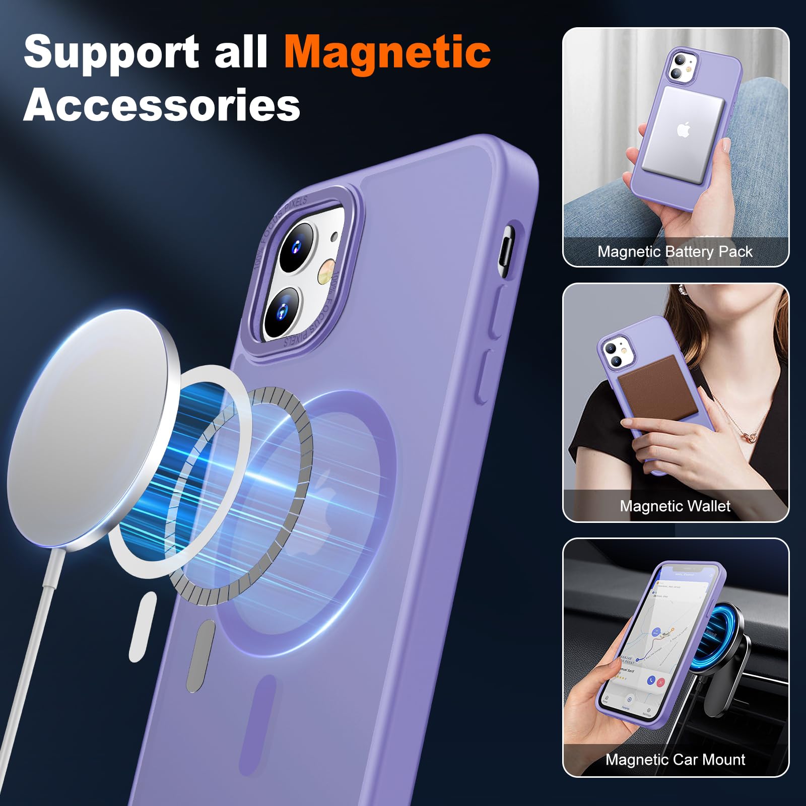Jame For Iphone 11 Case, Iphone 11 Phone Case With 2 Glass Screen Protectors, [Compatible With Magsafe], [Military Grade Protect