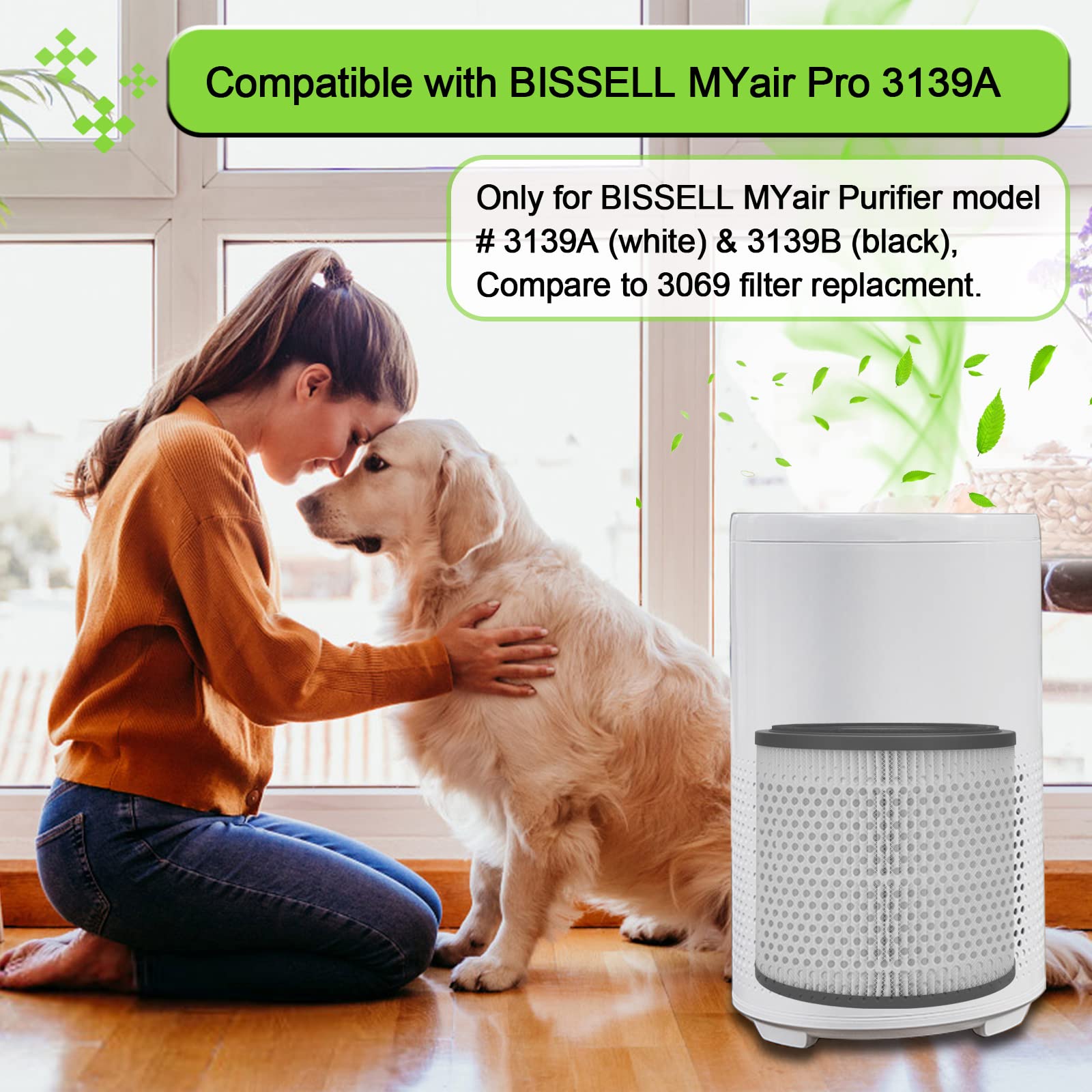 3139A Filter Replacement Compatible With Bissell Myair Pro 3139A, Part Number 3069 (3 In 1 Replacement Filters), Not For 2780A 2