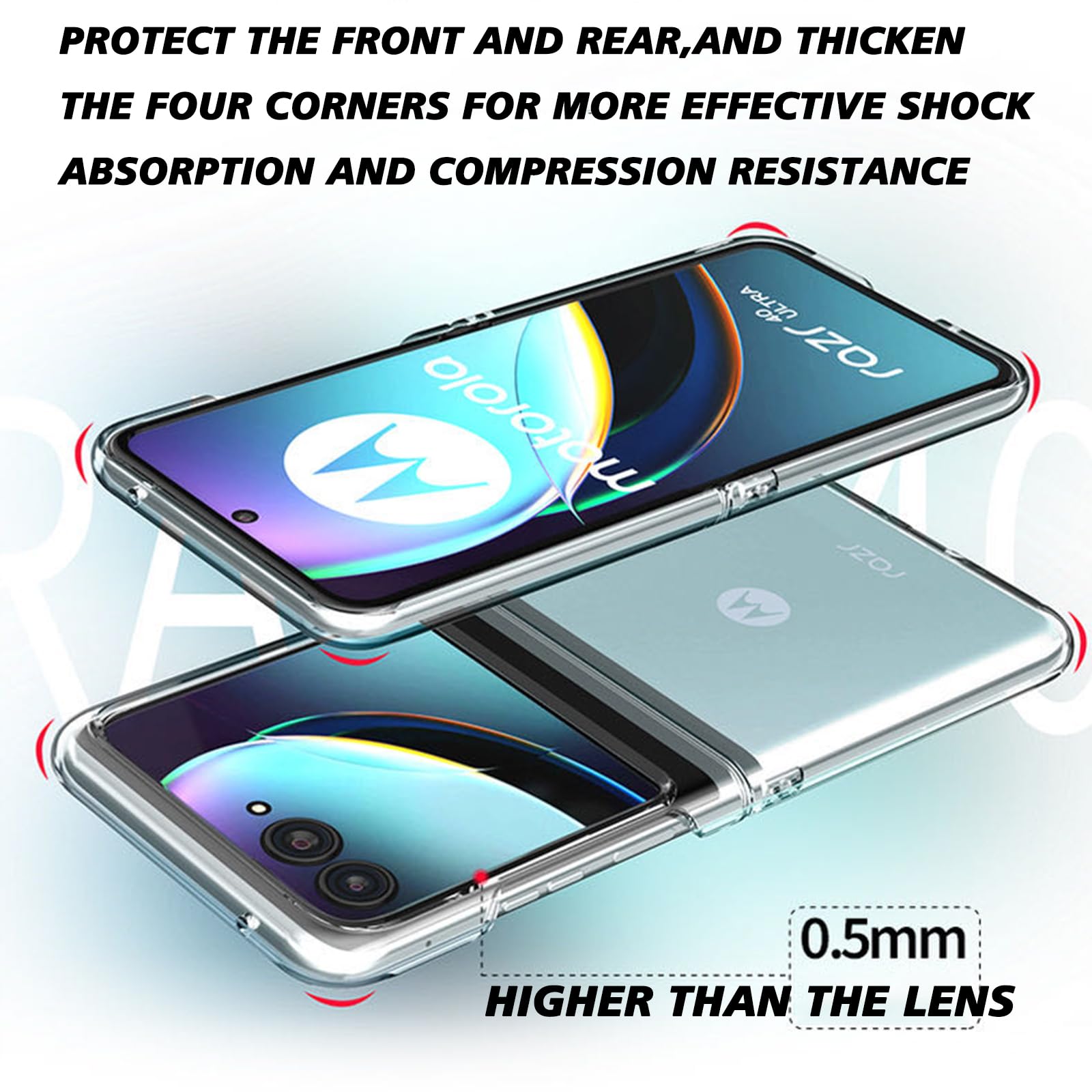 Crystal Clear Case For Motorola Razr 40 Ultra,Enhanced Protection For Moto Razr + 2023 With Transparent Pc Case Razr Plus 2023 P
