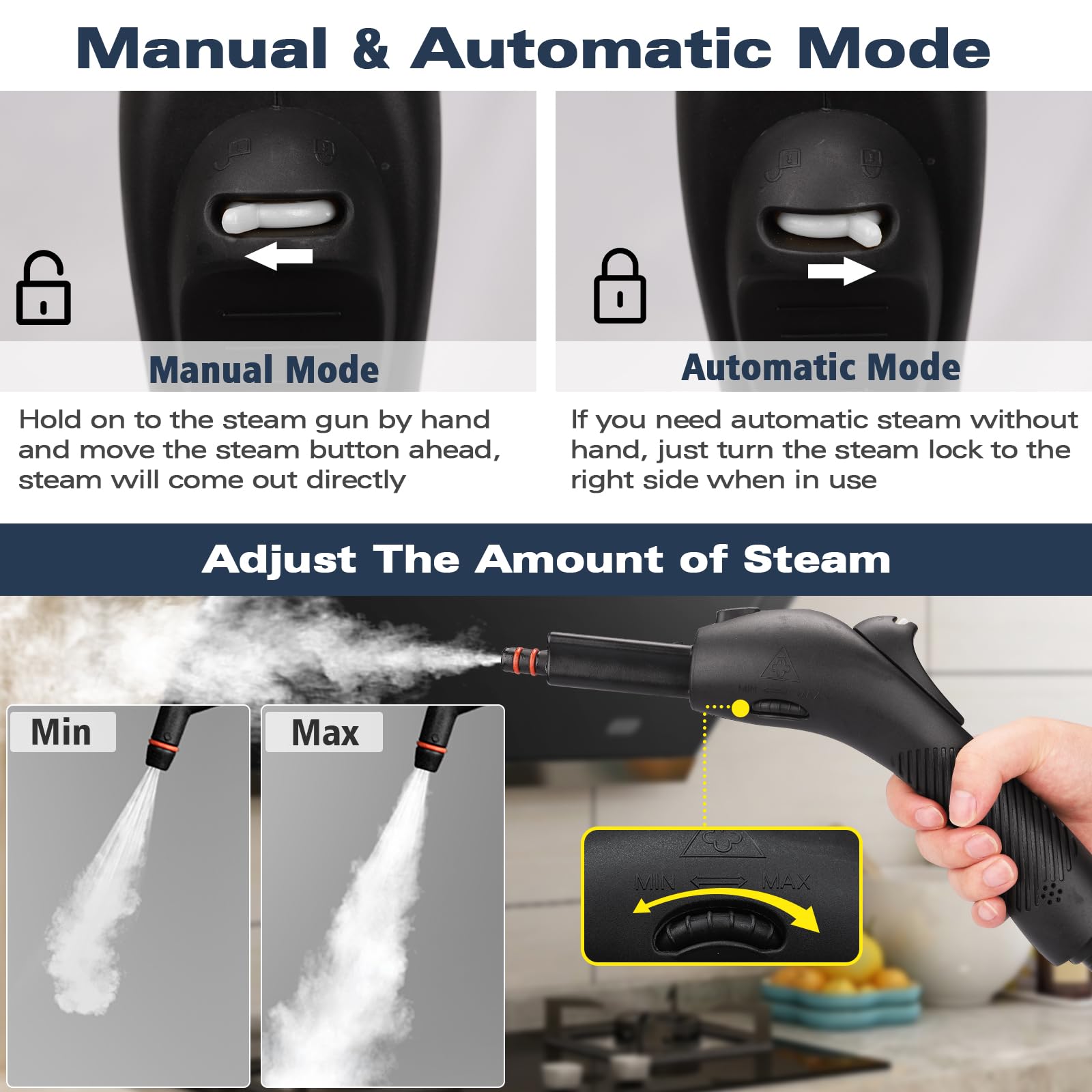 Steam Cleaner, Multipurpose Powerful Steamer With 21 Accessories, Portable Handheld Steam Mop With 38Oz Tank, Natural Cleaning F