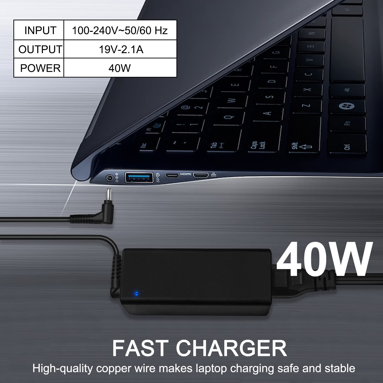 40W Ac Adapter Charger For Samsung Ativ Book 9/9 Plus / 9 Lite / 9 Spin Samsung A13 040N2A Charger Samsung Ac Adapter Model Ad 4019A Pa 1400 96 Samsung Laptop Charger 40W