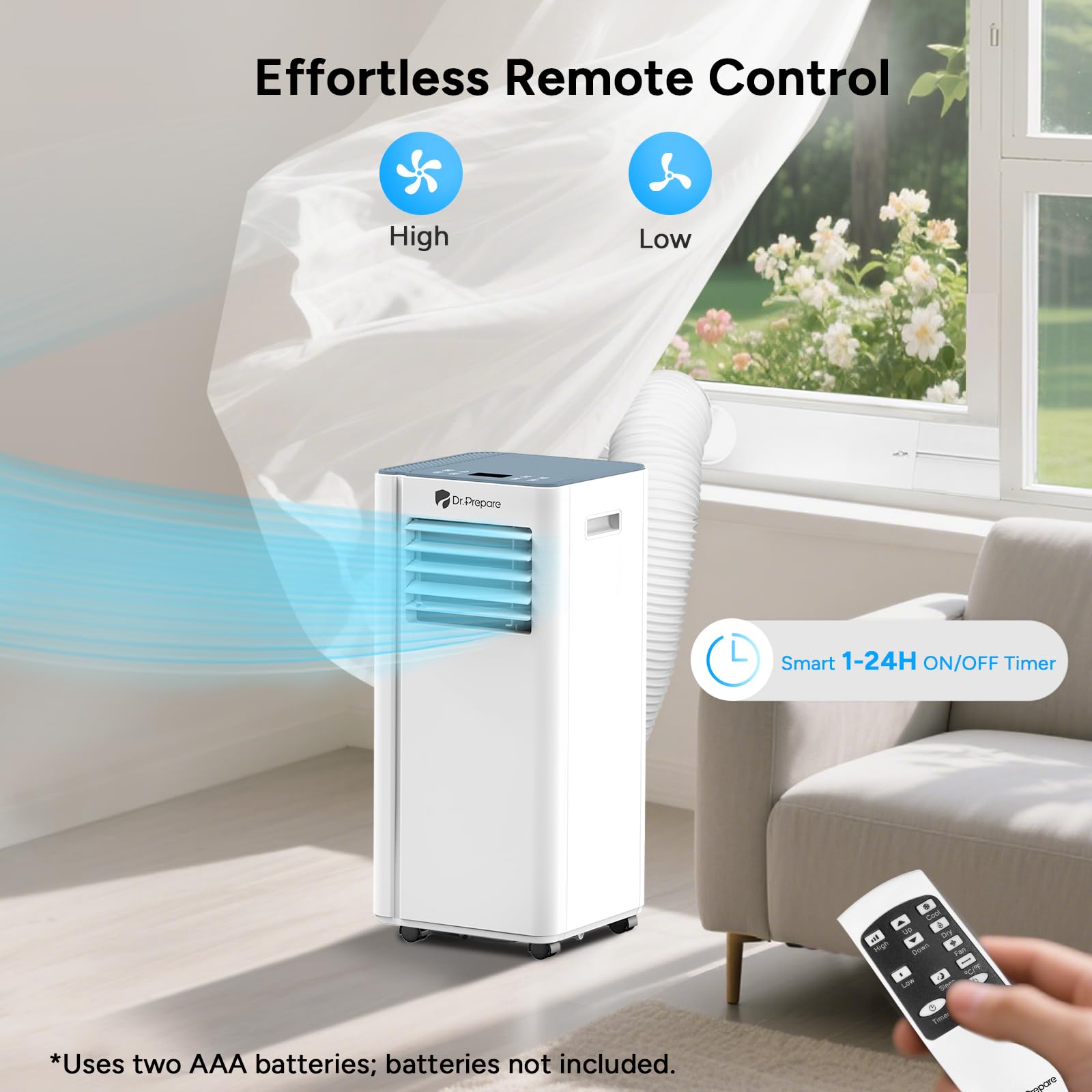 Dr.Prepare 8,000 Btu Portable Air Conditioner, 4-In-1 Portable Ac With Remote Control, Fast Cooling, 24H Timers, Window Kit, Coo