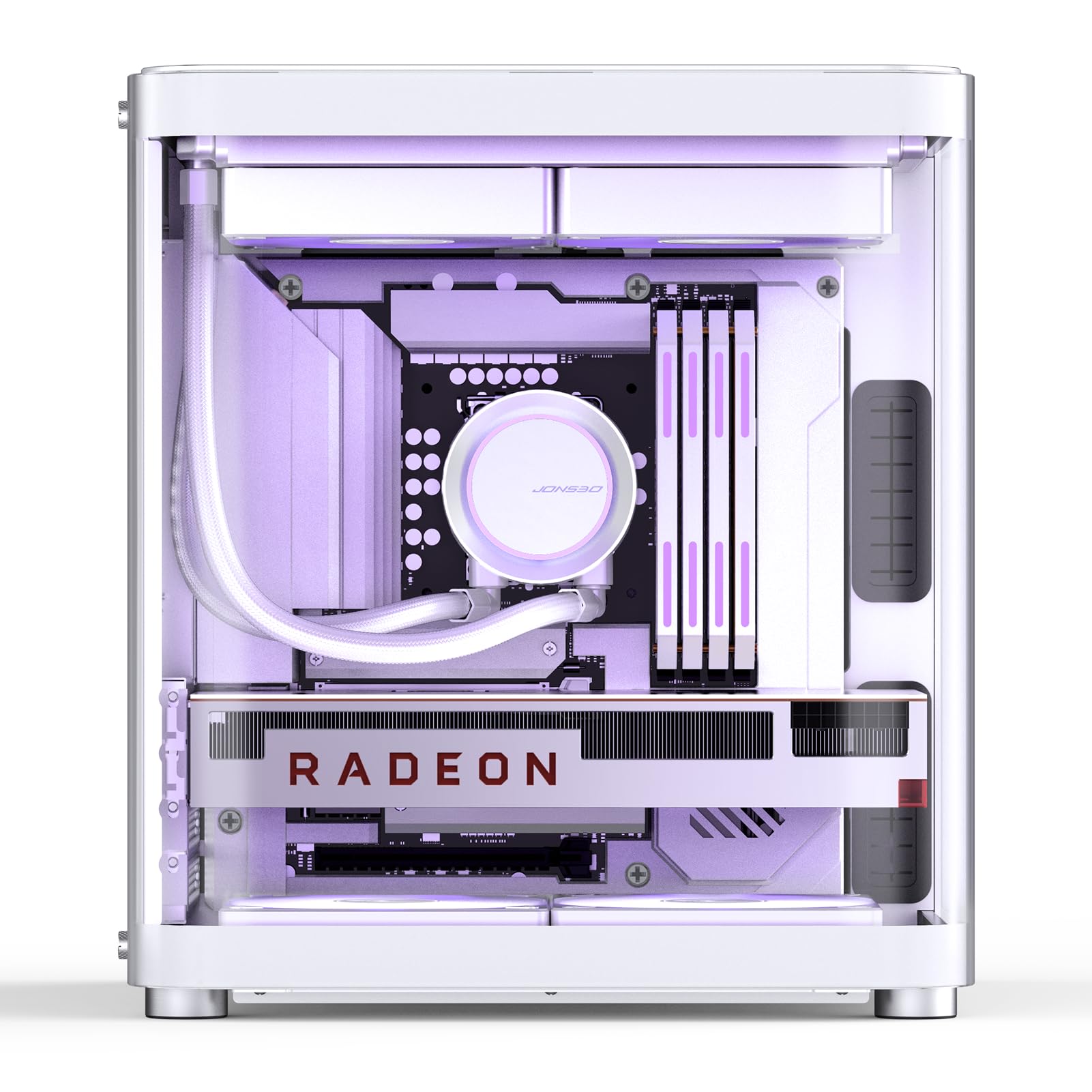 Jonsbo Tk-1 White Micro Atx Mini Tower Computer Case, Hyperboloid Glass Design, Separated Cabinet Structure, Al Alloy Shell Matx