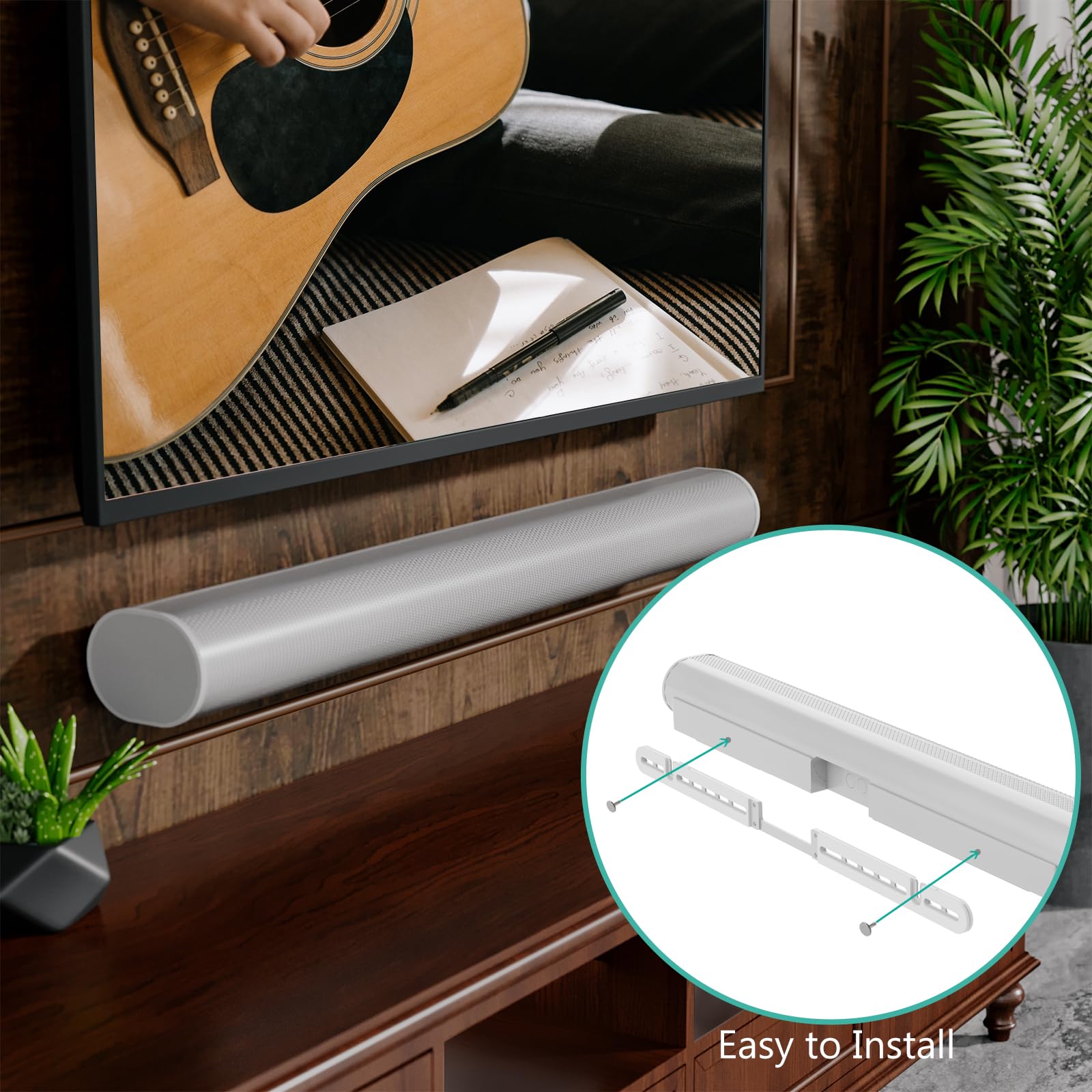 WALI Soundbar Wall Mount, Designed for Sonos Arc and SONOS ARC Ultra, Low Profile Sound Bar Mount Bracket Under TV with Hardware Kit, Easy to Install (SON003 W), White