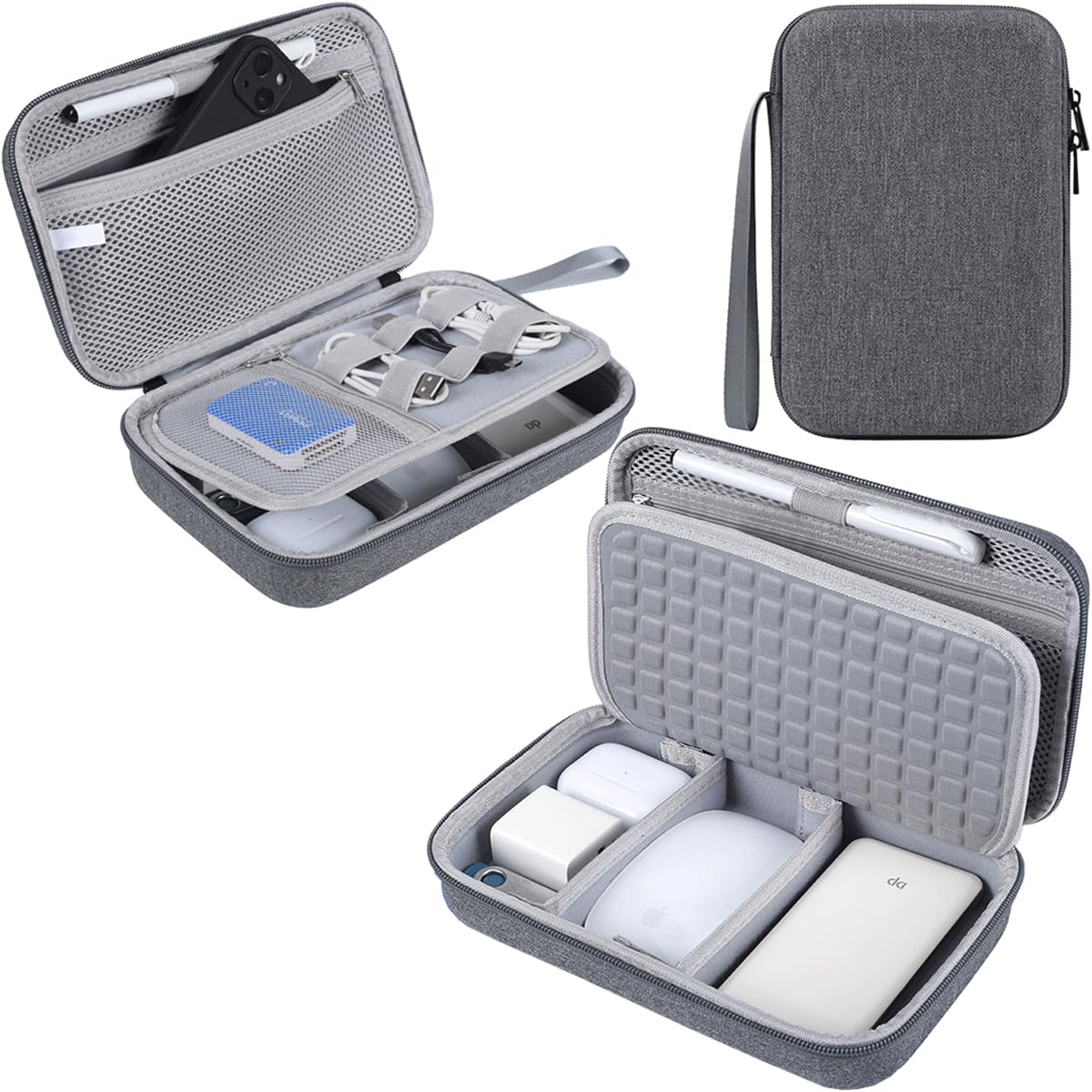 Hard Electronic Organizer Travel Case for MacBook Power Adapter Chargers Cables Power Bank Apple Magic Mouse Apple Pencil USB Fl