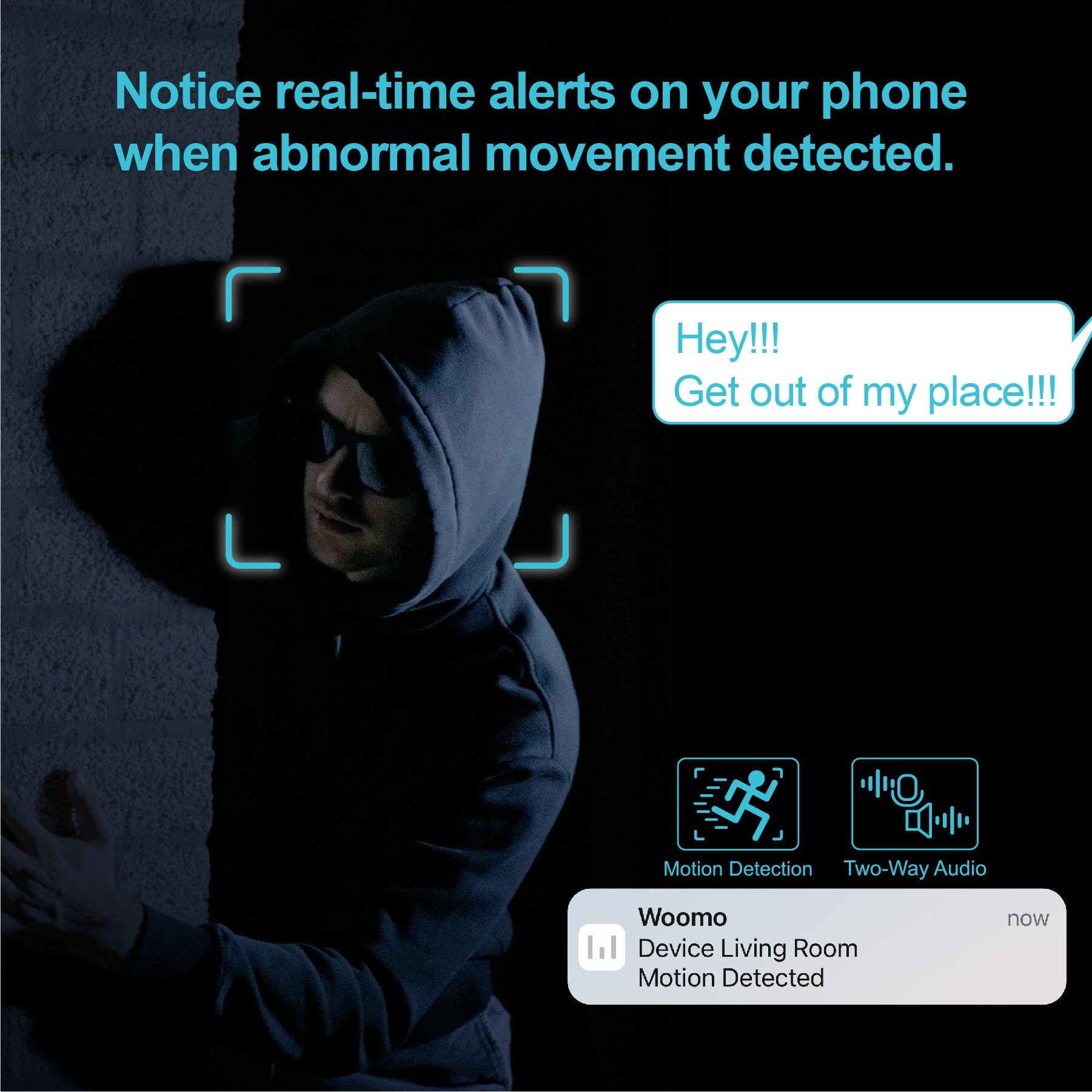 Woomo Indoor Security Camera,Pan/Tile Smart Pet Camera,Baby Monitor,Sound/Motion Detection,Night Vision,Us Cloud&Sd Card Storage