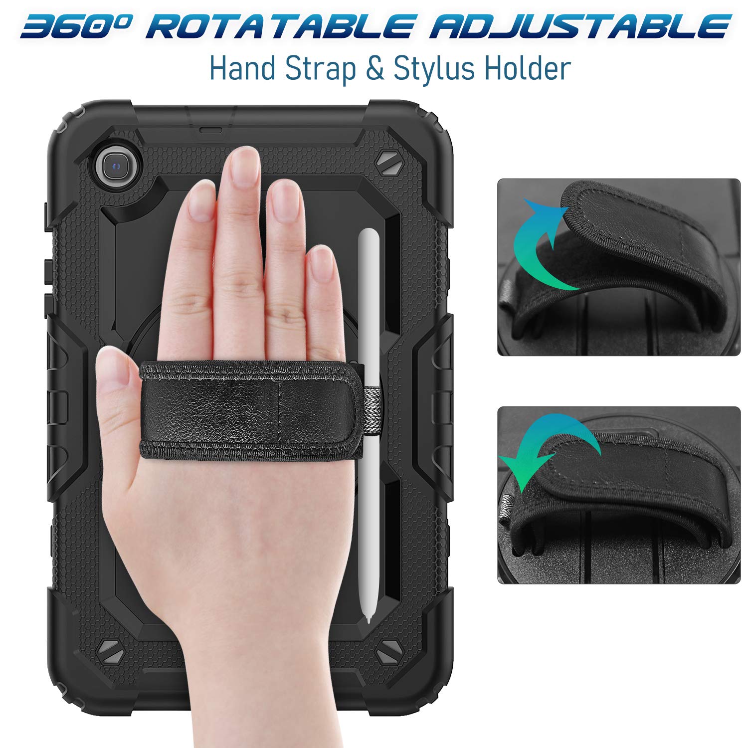 Timecity Case For Galaxy Tab A 8.4 Inch 2020, Sm T307 Case, With Stylus Holder Screen Protector/Swivel Stand/Hand Strap/Shoulder