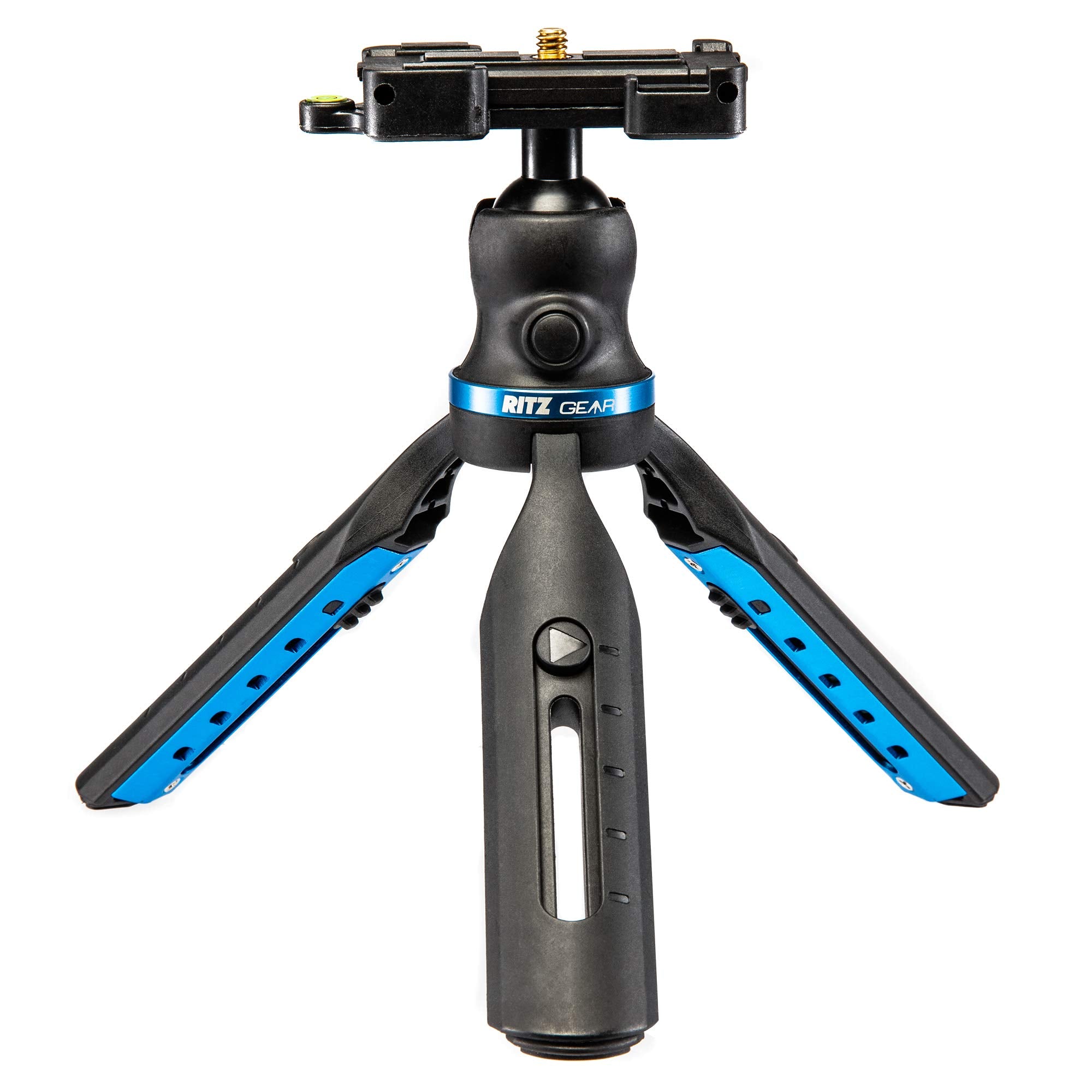 Ritz Gear Blue Anodized Aluminum/Abs Height Adjustable Tabletop Tripod For Cell Phone And Dslr Camera Packet Size