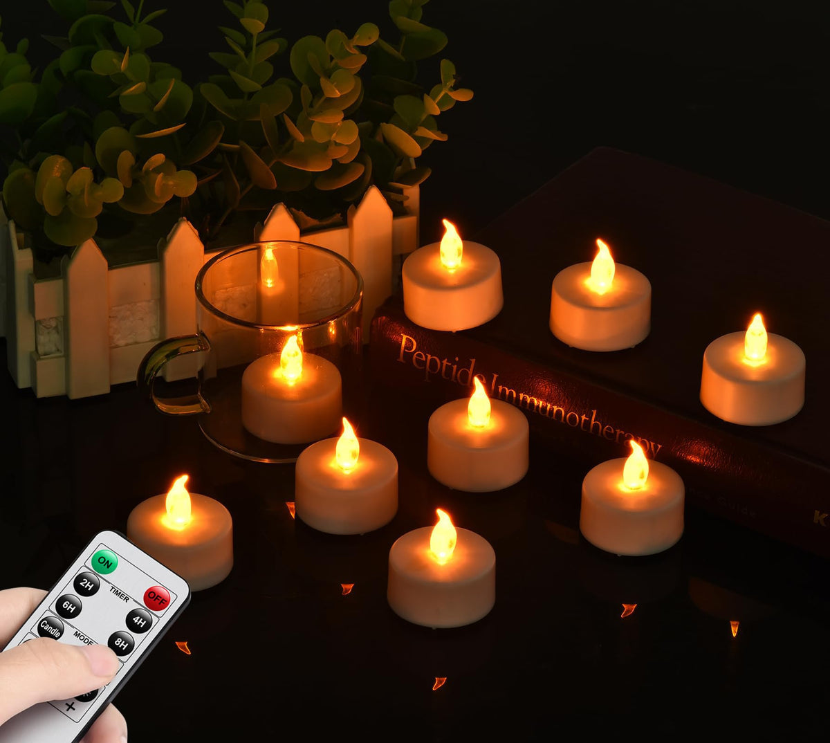 Led Tea Lights With Remote Control: Battery Operated Realistic And Bright Flickering Long Lasting 400+Hours Flameless Candles Fo