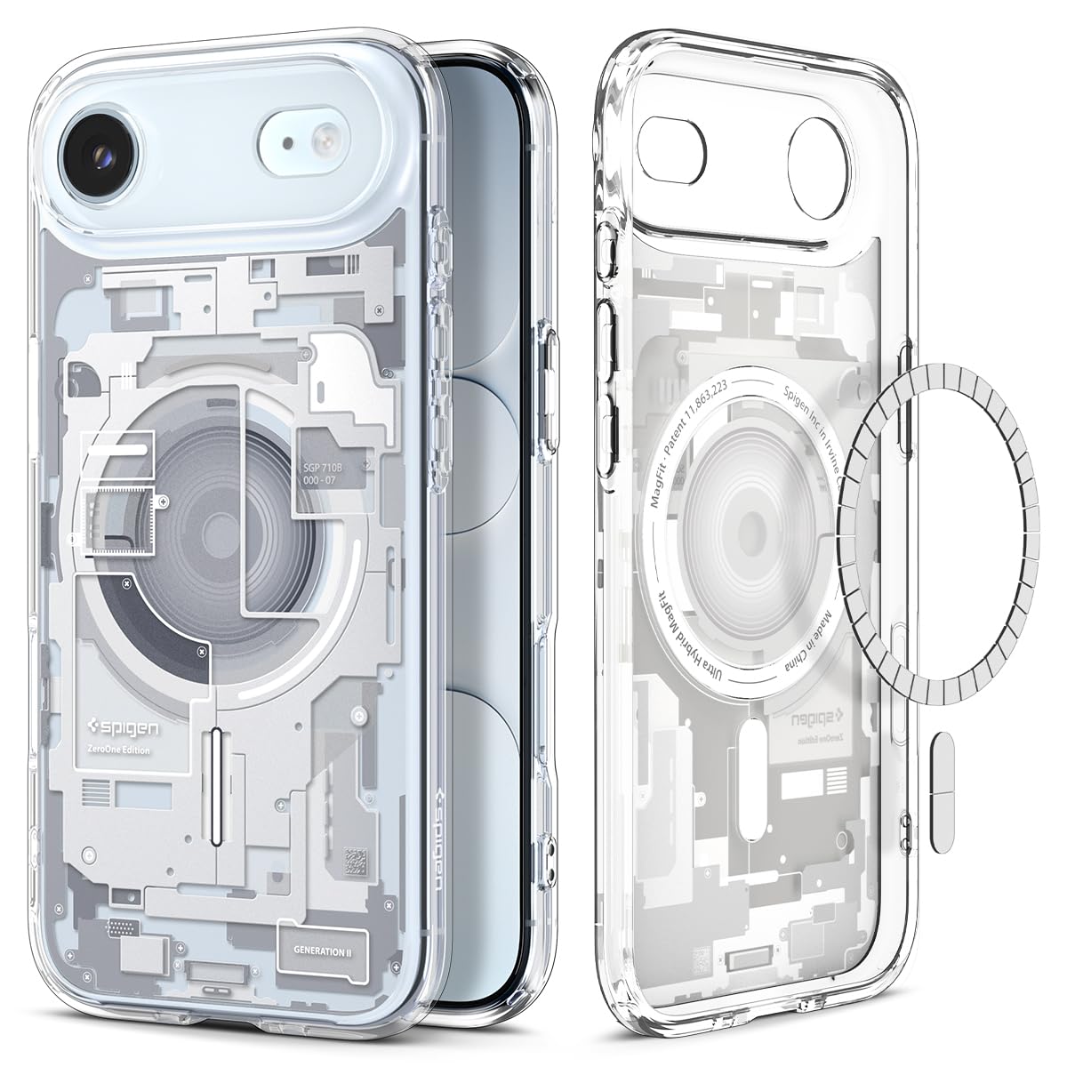 Spigen Ultra Hybrid MagFit Direct Digital Printing Case for iPhone Air [Custom Design][Compatible with Magsafe] - Zero One White
