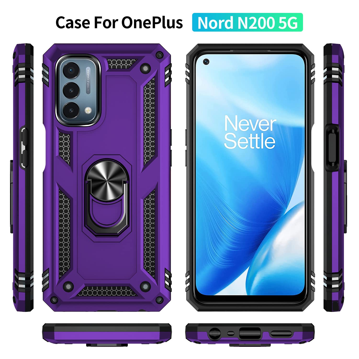 Sktgslamy For Oneplus Nord N200 5G Case,With Screen Protector,[Military Grade] 16Ft. Drop Tested Cover With Magnetic Kickstand C