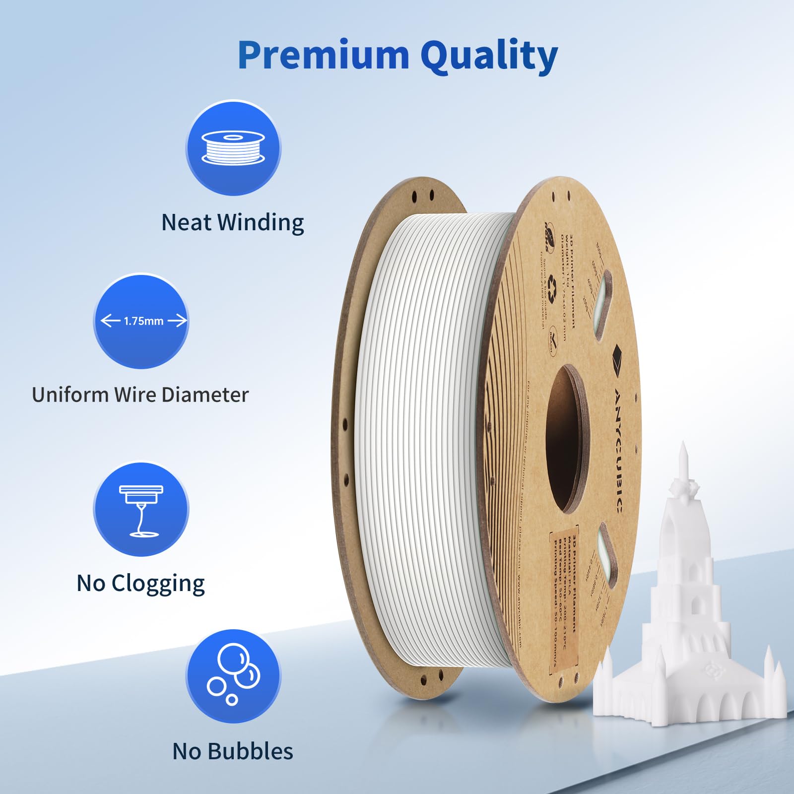 Anycubic Pla Filament 1.75Mm Bundle, 3D Printing Pla Filament 1.75Mm Dimensional Accuracy +/  0.02Mm, 1Kg Spool (2.2 Lbs), 4Kg B