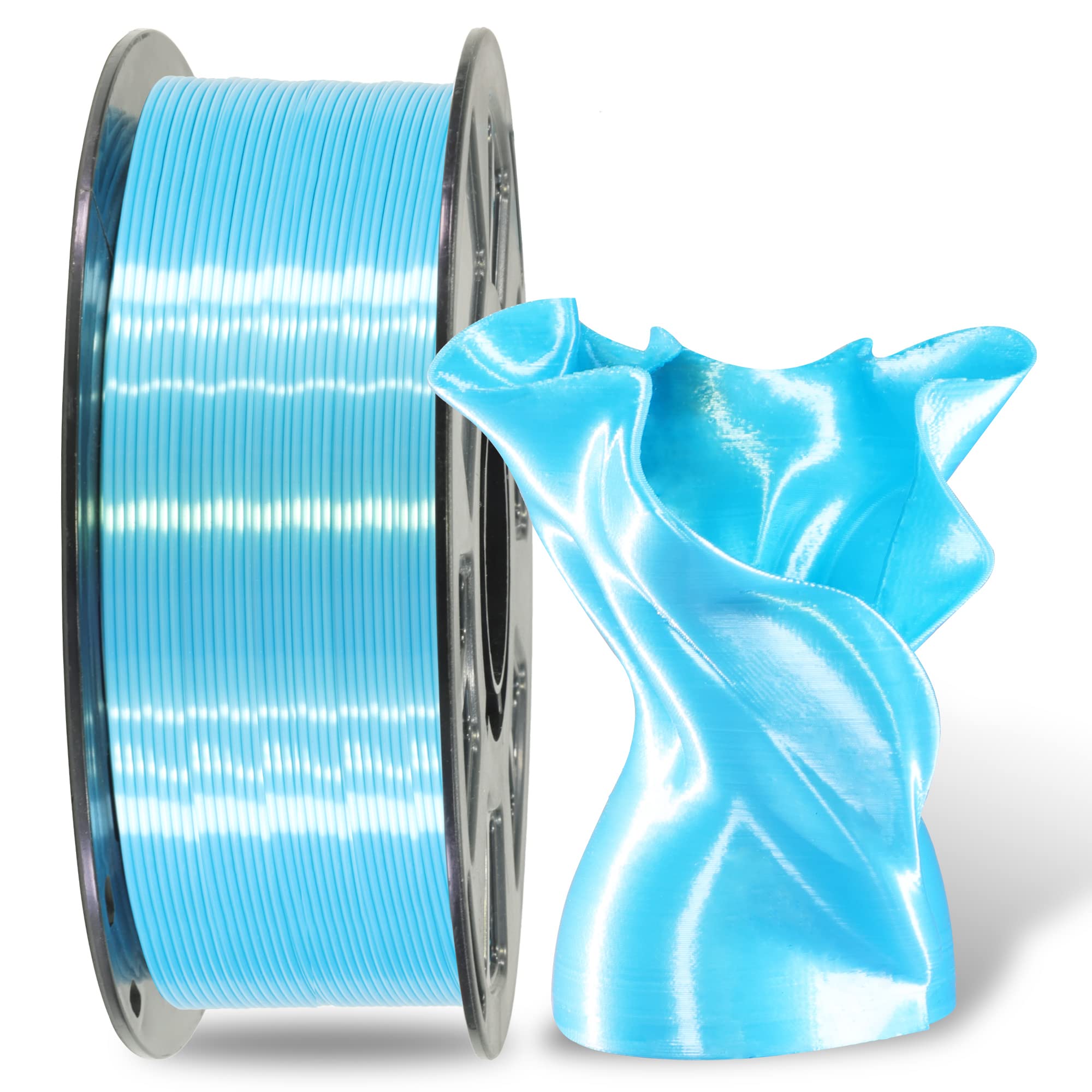 Mika3D Silk Shiny Luster Acid Blue Peacock Bright Blue Pla 3D Printing Filament, 1Kg 2.2Lbs 1.75Mm 3D Print Material With High D