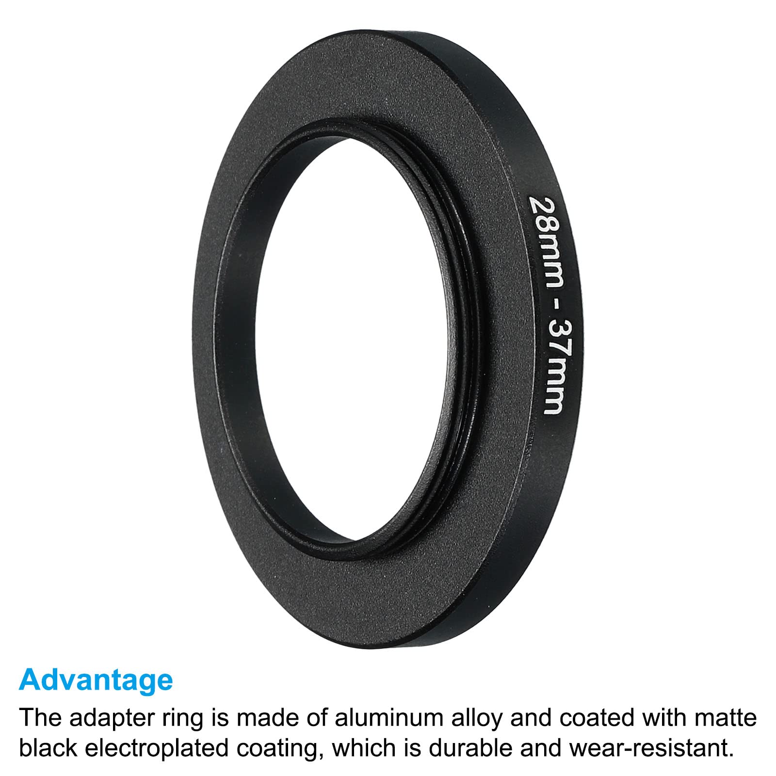 Patikil 28Mm 37Mm Metal Step Up Ring, Camera Lens Filter Adapter Ring Aluminum Filter Adapter Ring For Camera Lenses Hood, Black