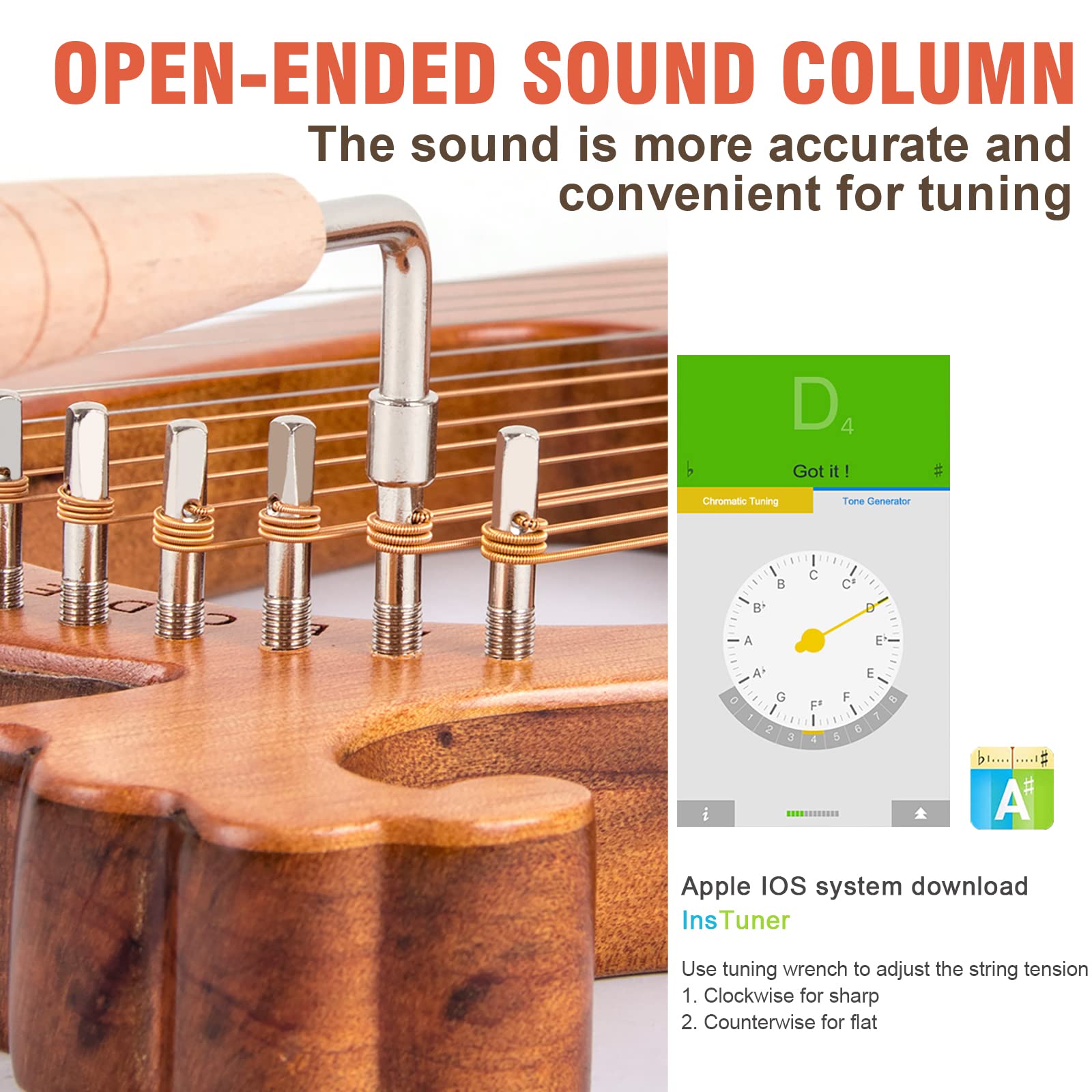 Lyre Harp, Aklot 16 Metal Strings Mahogany Body Lyra Harp With Maple Saddle Carved Note Tuning Wrench Pickup Strings And Black G