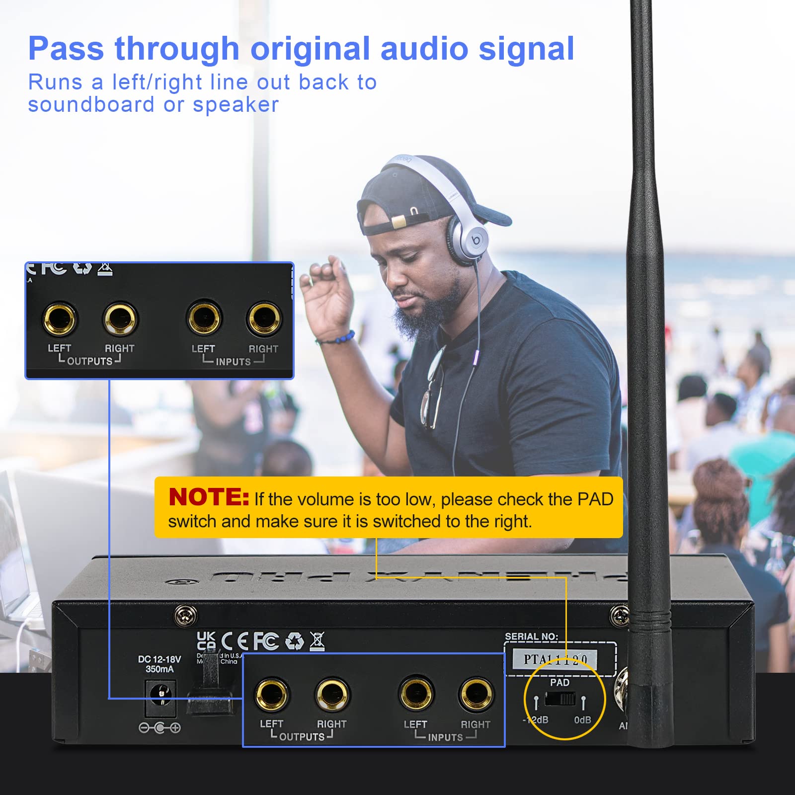 Phenyx Pro Uhf Mono Wireless In Ear Monitor System, Metal Wireless Iem System, Bodypack Receiver, 50 Adjustable Frequencies, Sep