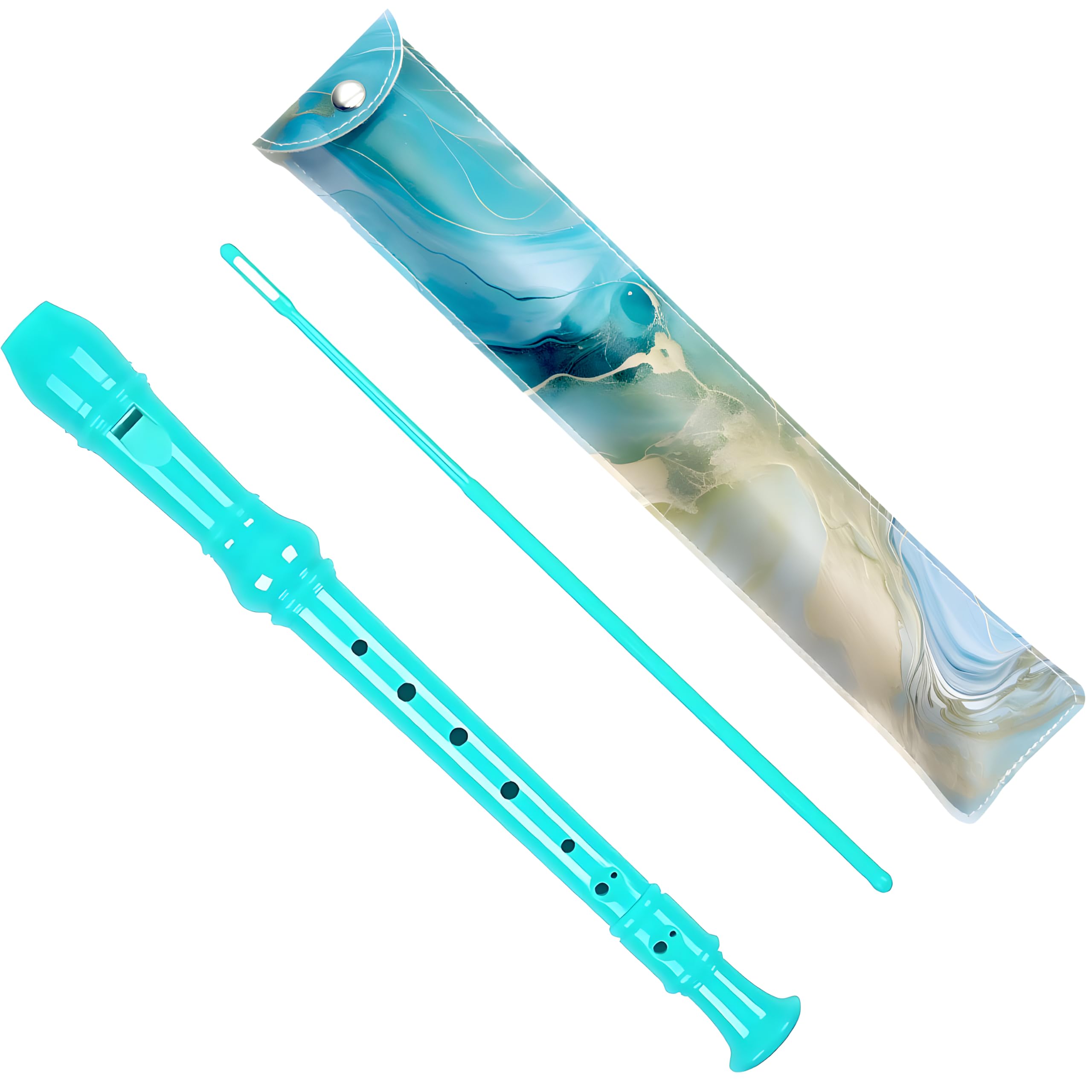 Soprano Recorder For Kids Beginners, German Fingering, C Key, 3 Piece With Cleaning Rod, Bag, Fingering Chart (Green)