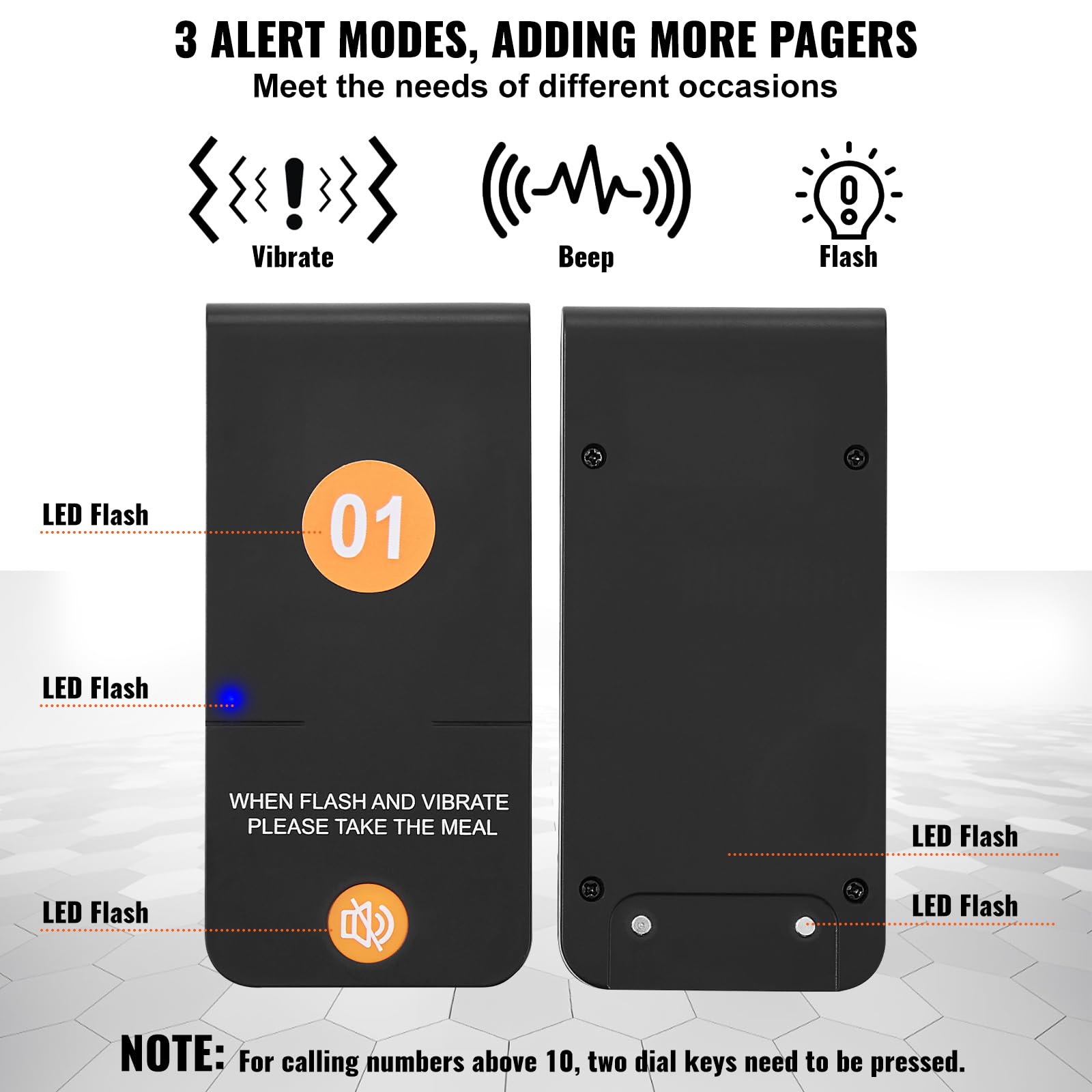 Vevor Restaurant Pager System, Wireless 500M Long Range Lineup Waiting Queue Signal, Guest Customer Calling Beepers With Vibrati
