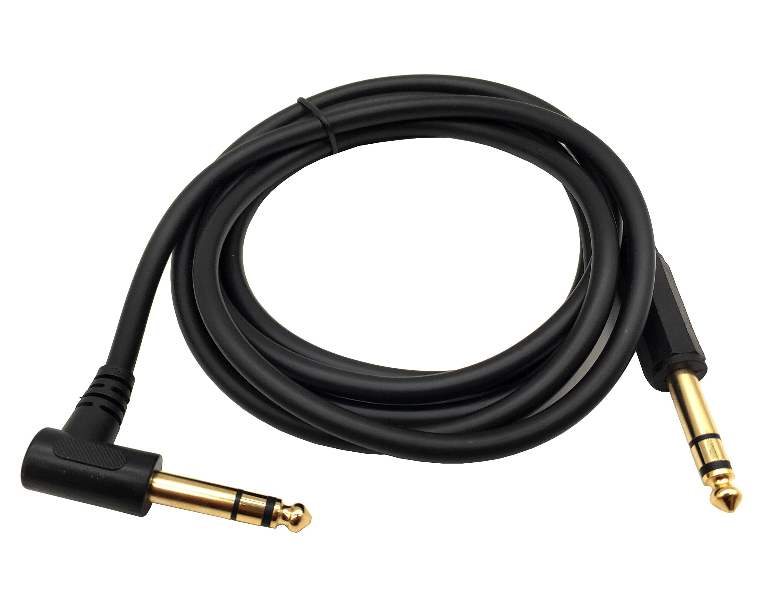 Qaoquda 1/4 Inch Guitar Instrument Cable, 6FT 90 Degree Angle 6.35mm TRS Jack Male to 1/4 Inch TRS Male Stereo Speaker Audio Cab