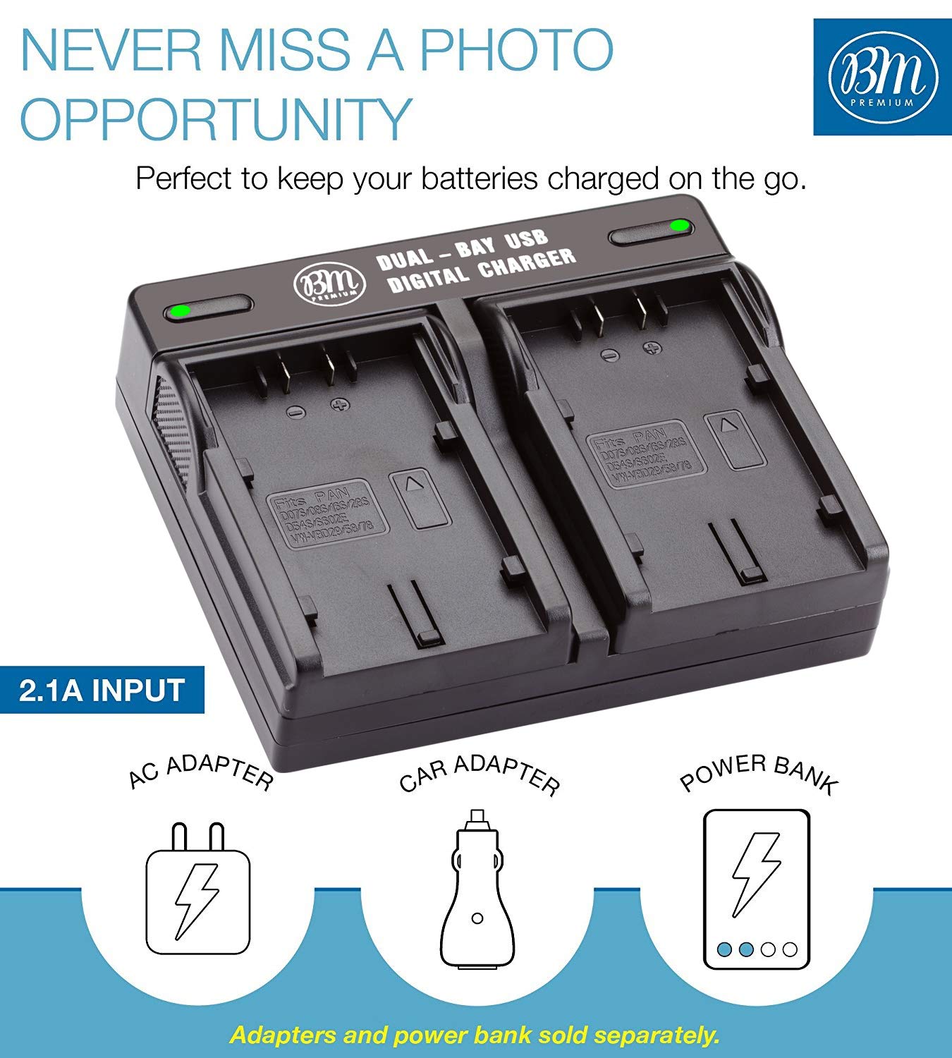 BM Premium 2 VW VBD58 Batteries and Dual Bay Charger for Panasonic AG VBR59, BGH1, HC X1, HC X1500, HC X2000, AG CX10, AG CX350, AG UX180, AG AC30, AG UX90, AG DVX200, HC MDH3E, AJ PX270, AJ PX230