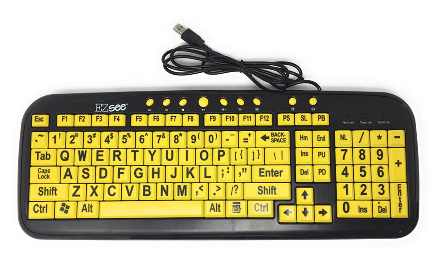 Ezsee Low Vision Keyboard Large Print Yellow Keys By Ergoguys