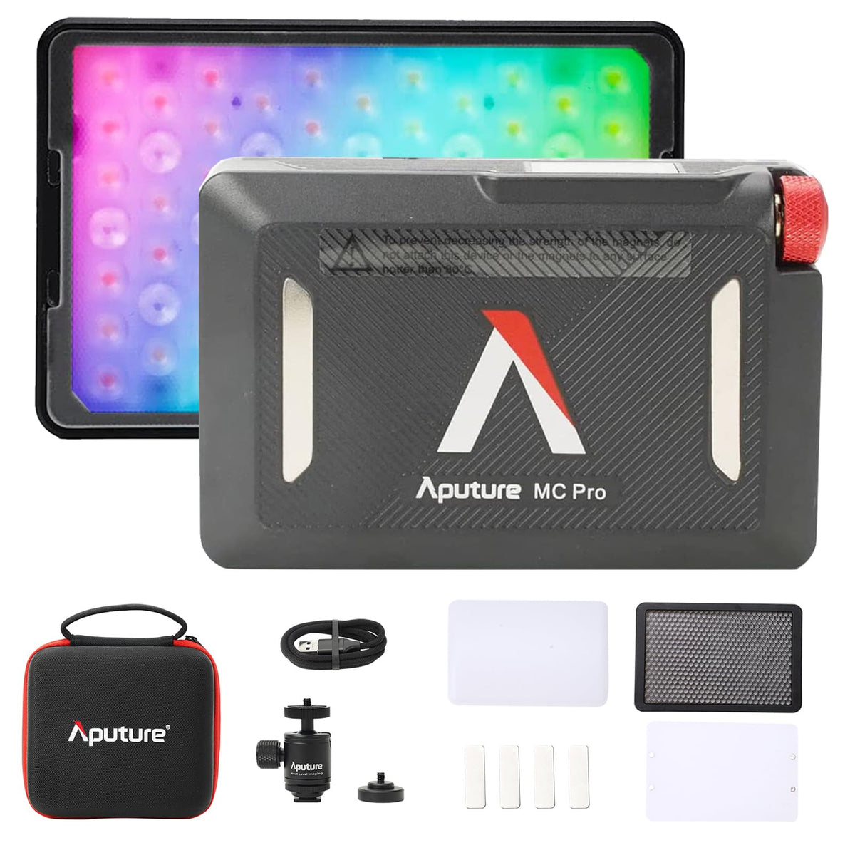Aputure Mc Pro Camera Light,5W High Brightness 1585 Lux At 0.5M,2000-10000K Adjustable Magnetic Attraction And Ip65 Weatherproof