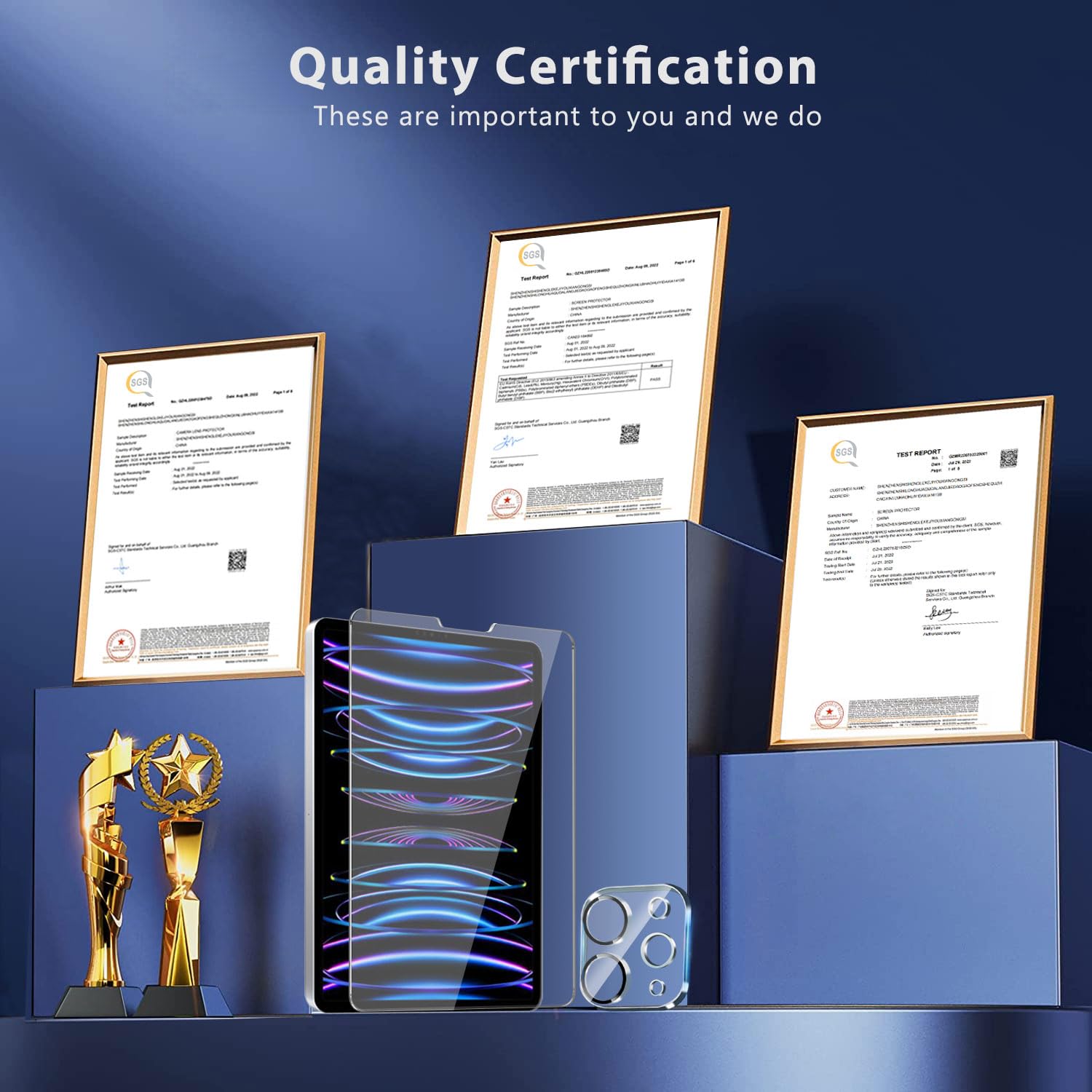 Qhohq [2+2 Pack Tempered Glass Screen Protector For Ipad Pro 11 2022/2021/2020 (4Th/3Rd/2Nd Generation) With Camera Lens Protect