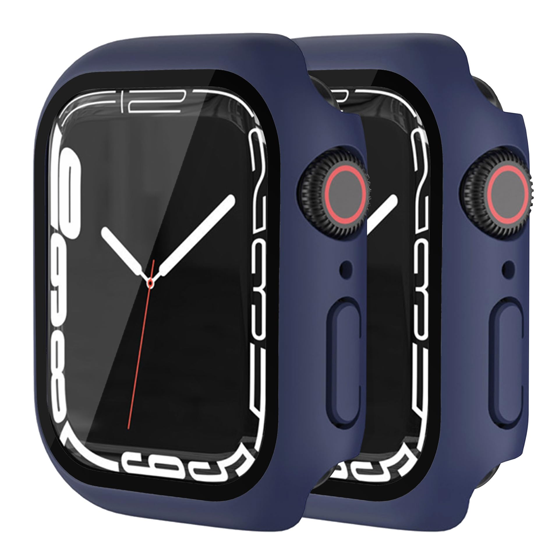 Hankn 2 Pack Matte Blue 40Mm Case For Apple Watch Series 6 5 4 Se 40Mm Tempered Glass Screen Protector Case, Full Coverage Hard