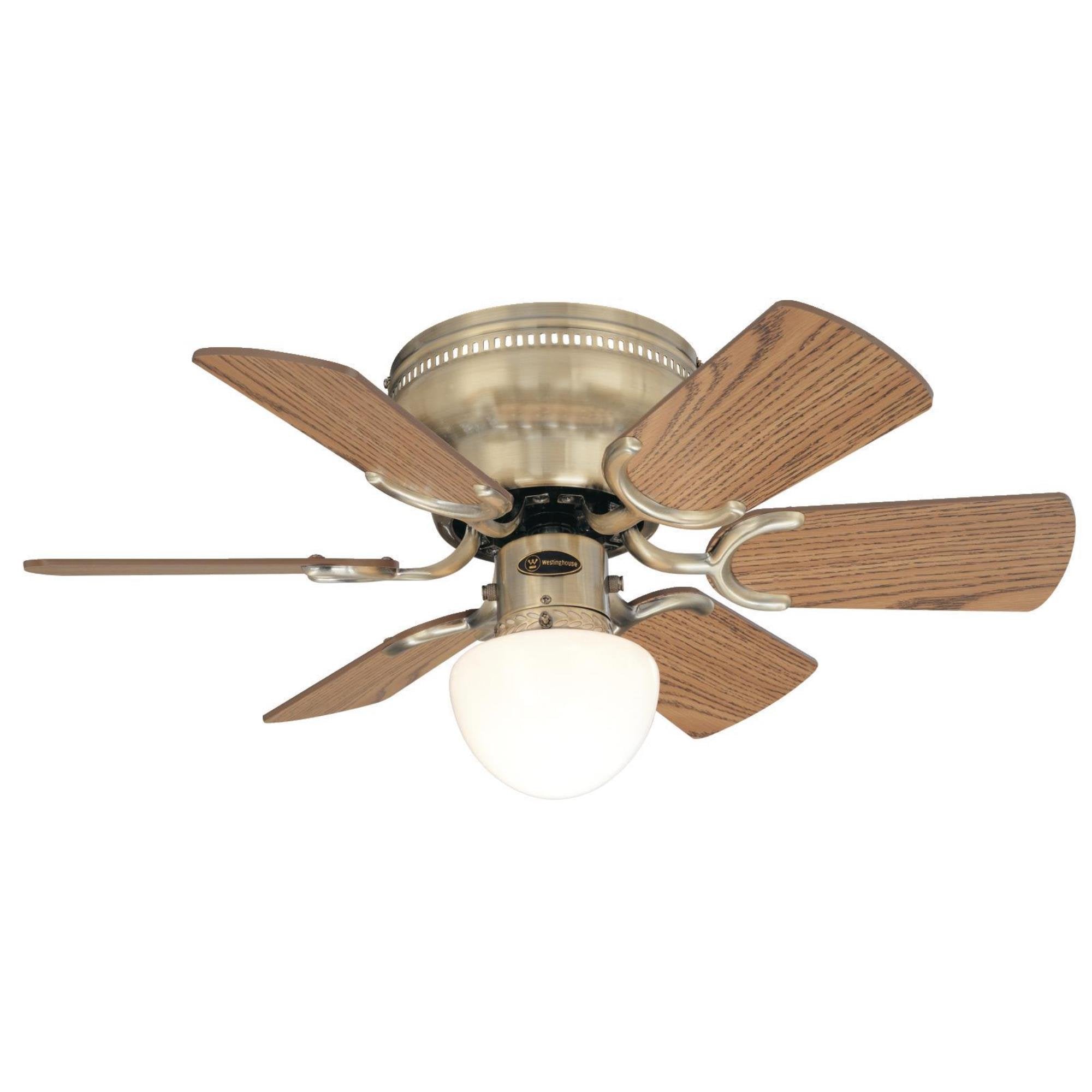 Westinghouse 7215800 Petite Indoor Ceiling Fan With Light, 30 Inch, Antique Brass