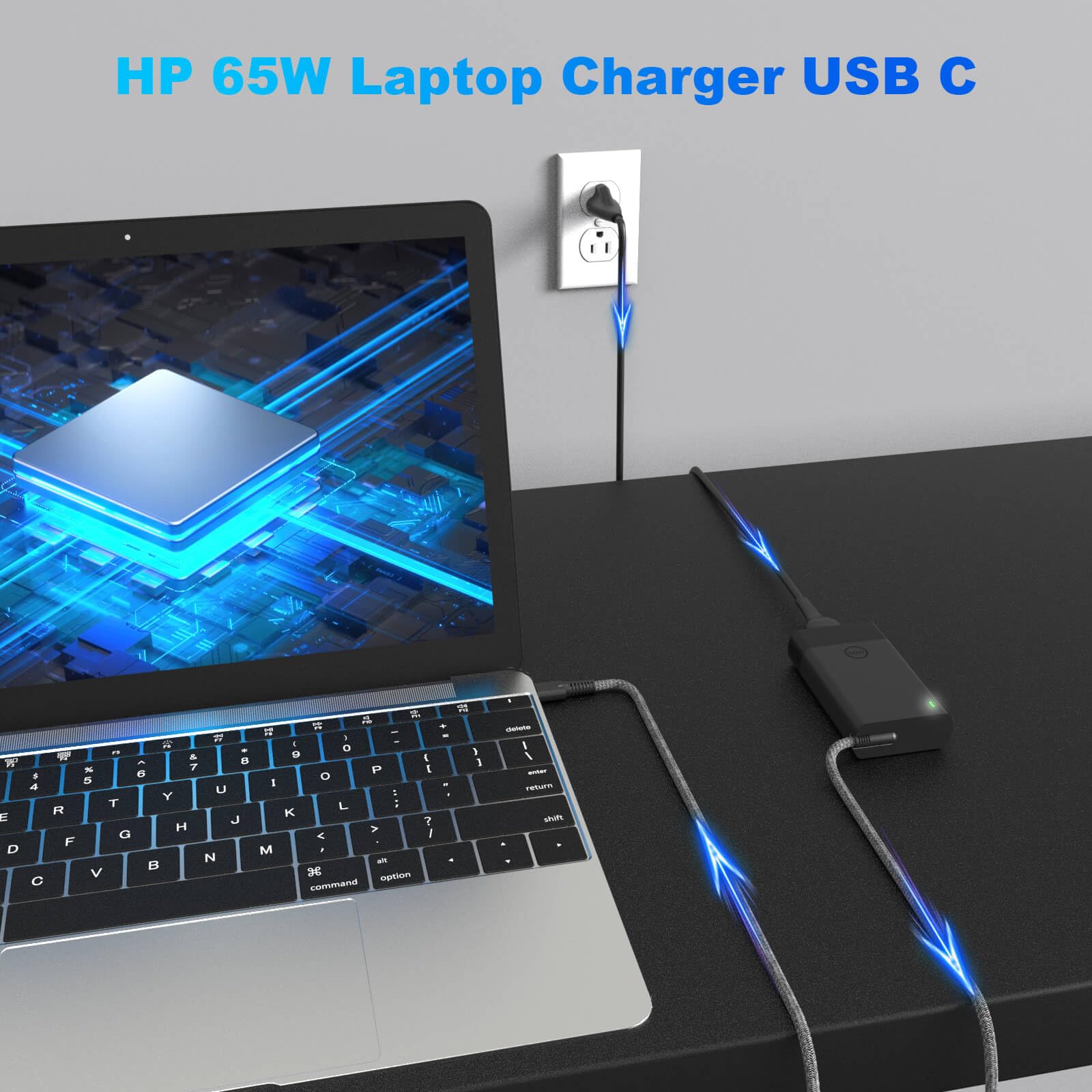 Choccosuri 65W USB C Laptop Charger for HP Spectre X360, Envy X360, EliteBook, Chromebook, Replacement Type C Power Adapter