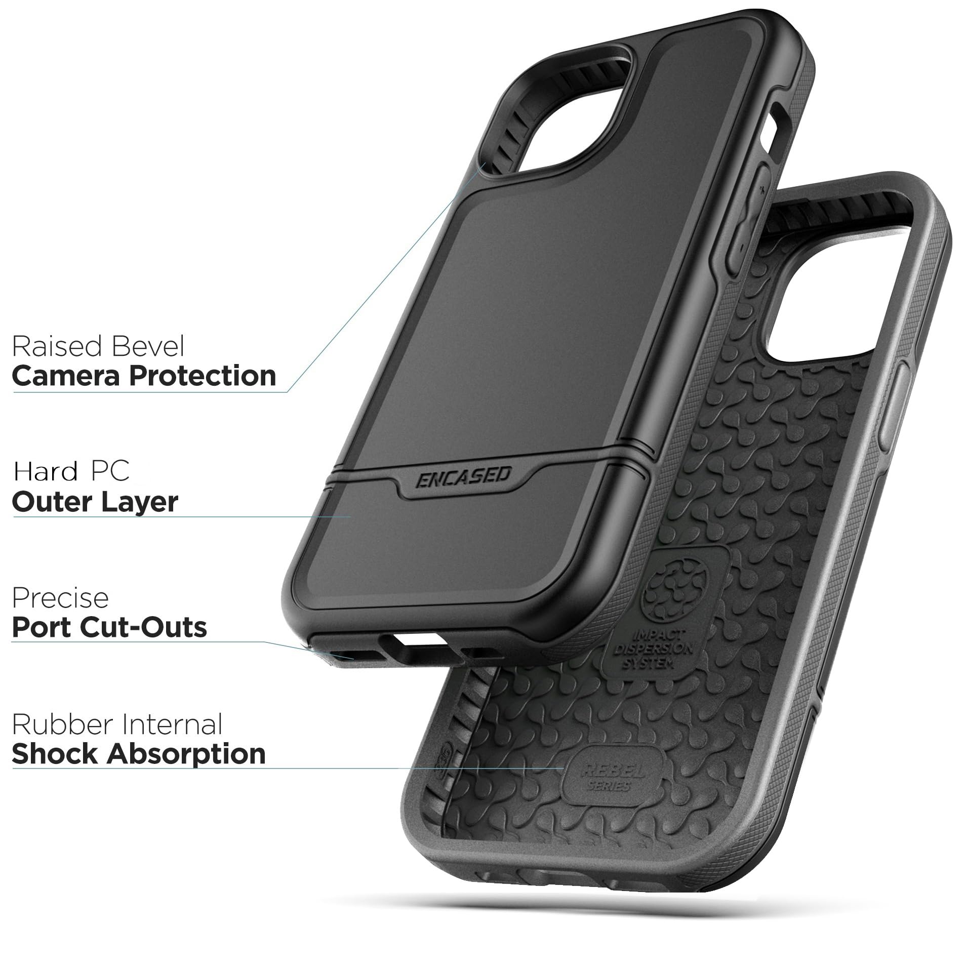 Protective Belt Case Designed For Iphone 15 Plus With Holster Clip [Rebel Series] Shockproof Heavy Duty Cover With Phone Holder