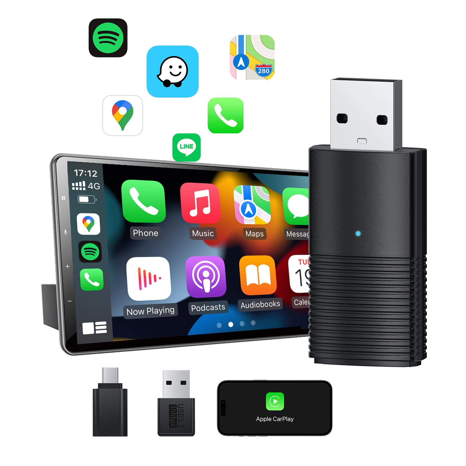 Mini Wireless Carplay Adapter, Auto Connect For Cars With Oem Wired Carplay, Convert Wired To Wireless Carplay, Carplay Dongle F