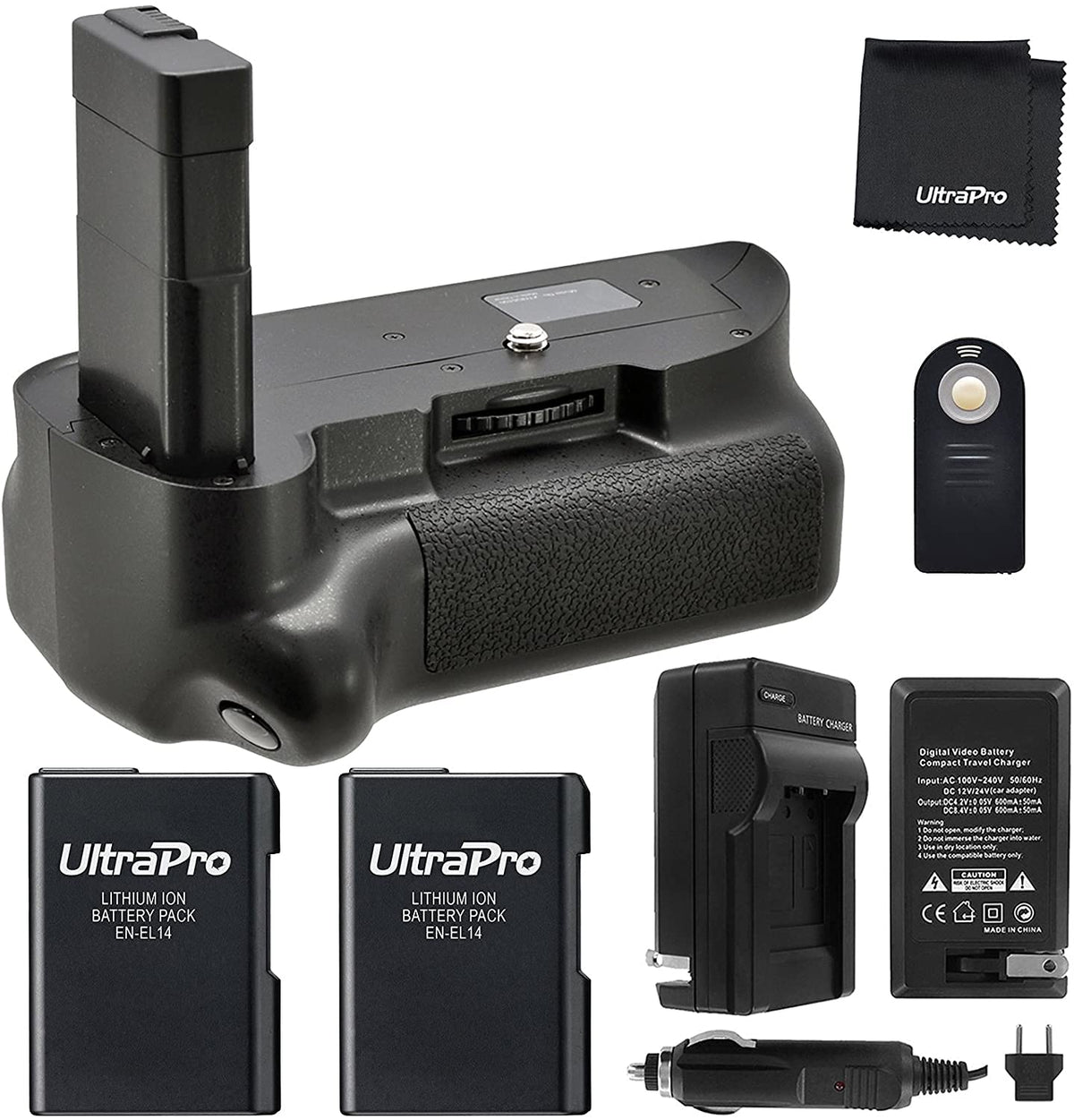 Battery Grip Bundle For Nikon D5300, D3300, D3200, D3100: Includes Vertical Battery Grip, 2 Pk En El14 Long Life Batteries, Char