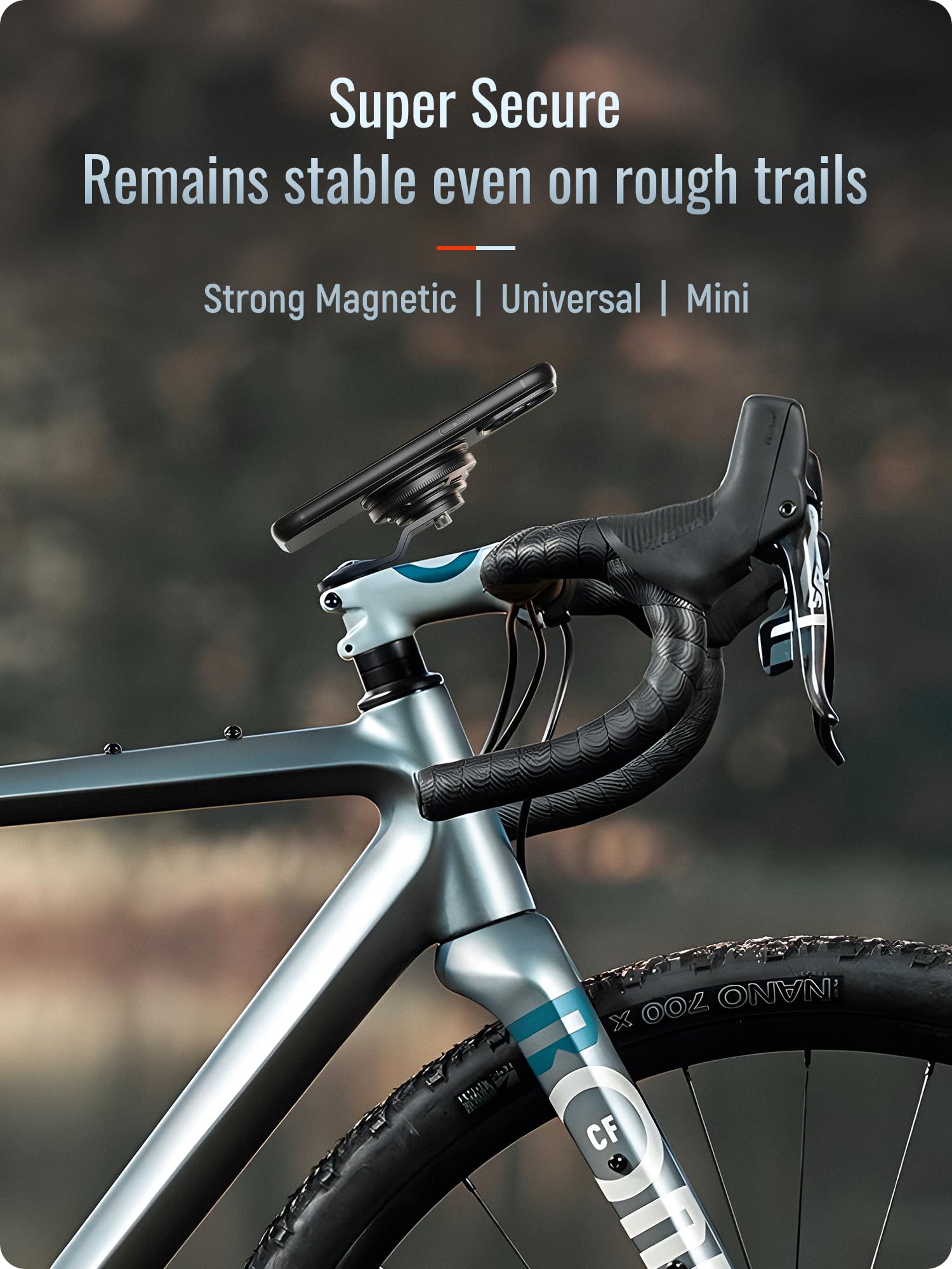 Sincetop Bike Stem Magnetic Phone Mount Series Q [ Quad ] - Mountain Bicycle Stem Phone Holder - Quick Lock & Release - Aluminum