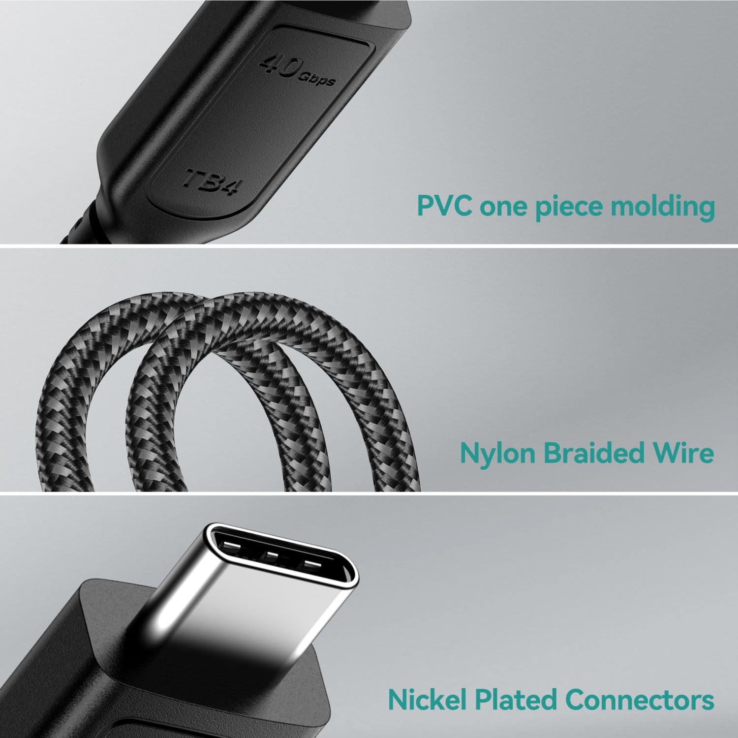 [40Gbps Data Sync] Compatible With Thunderbolt 4 Long Cable Supports 240W Fast Charing And 8K/4K Display For Thunderbolt 3/Usb4 Monitor, Docking Stations And More, 6Ft