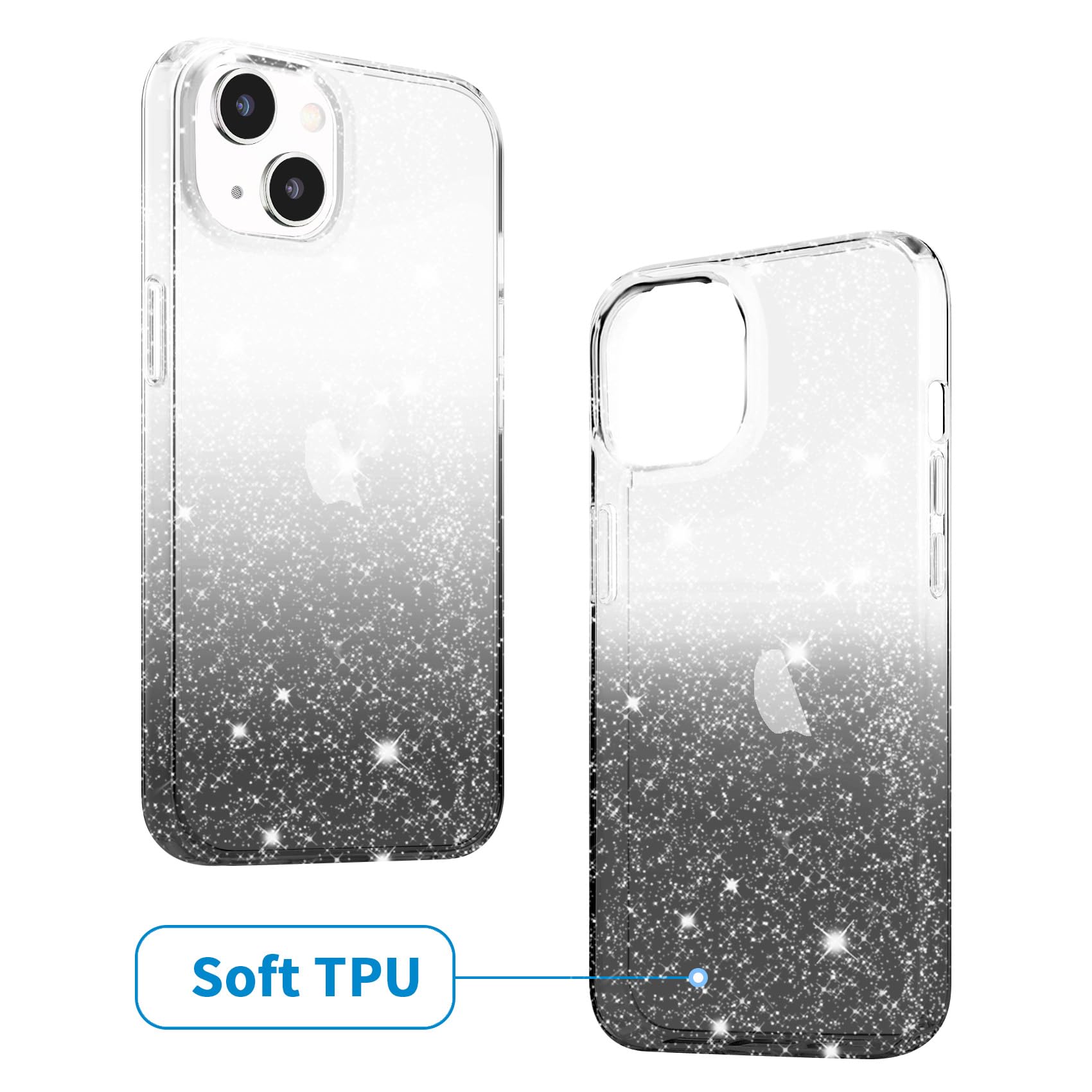 Jjgoo Compatible With Iphone 15 Case Glitter, Clear Transparent Soft Tpu Sparkle Anti Scratch Shockproof Protective Phone Bumper