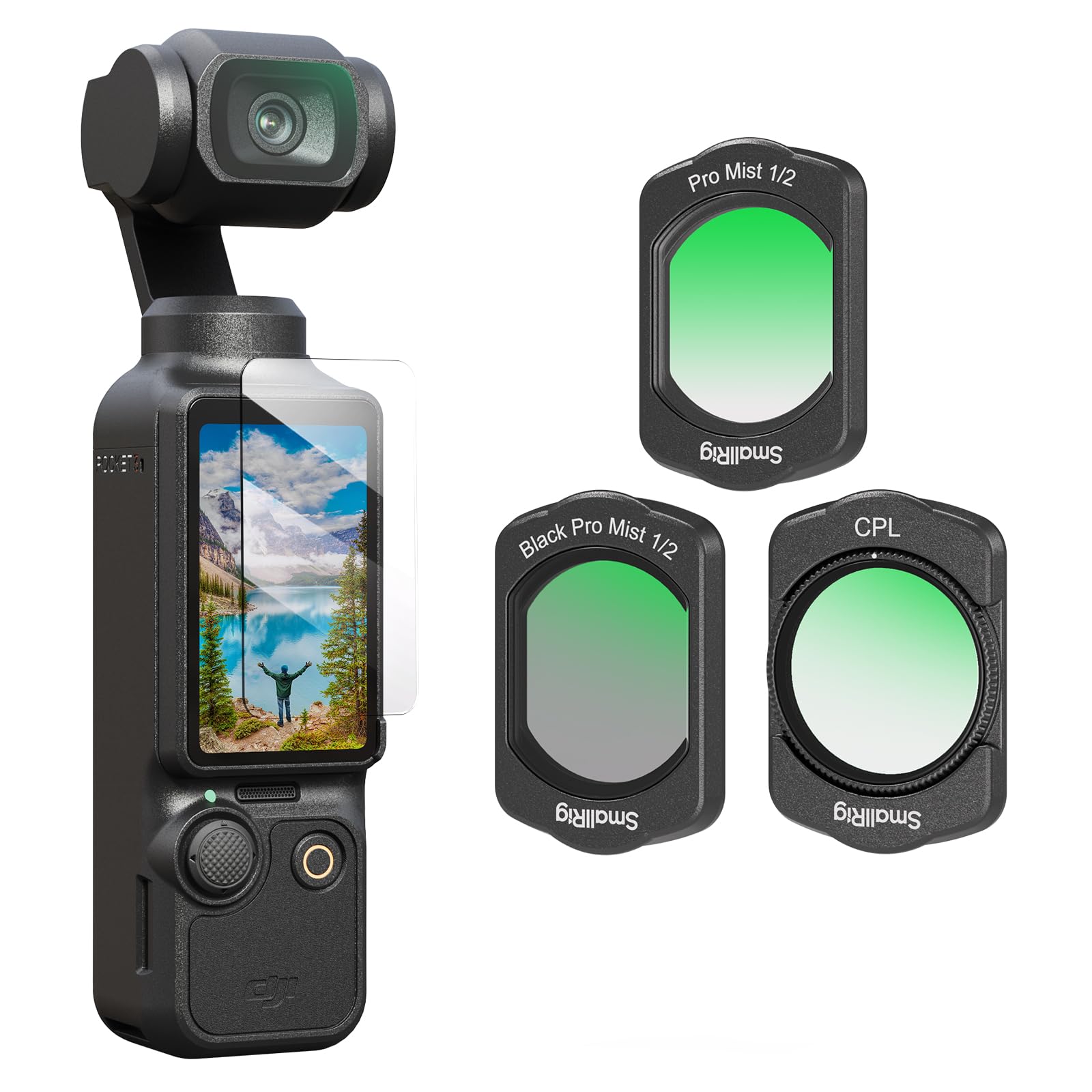 SMALLRIG Magnetic Filters Set for DJI Osmo Pocket 3, Black Diffusion, White Diffusion, CPL Multi-Coating Filter and Screen Prote