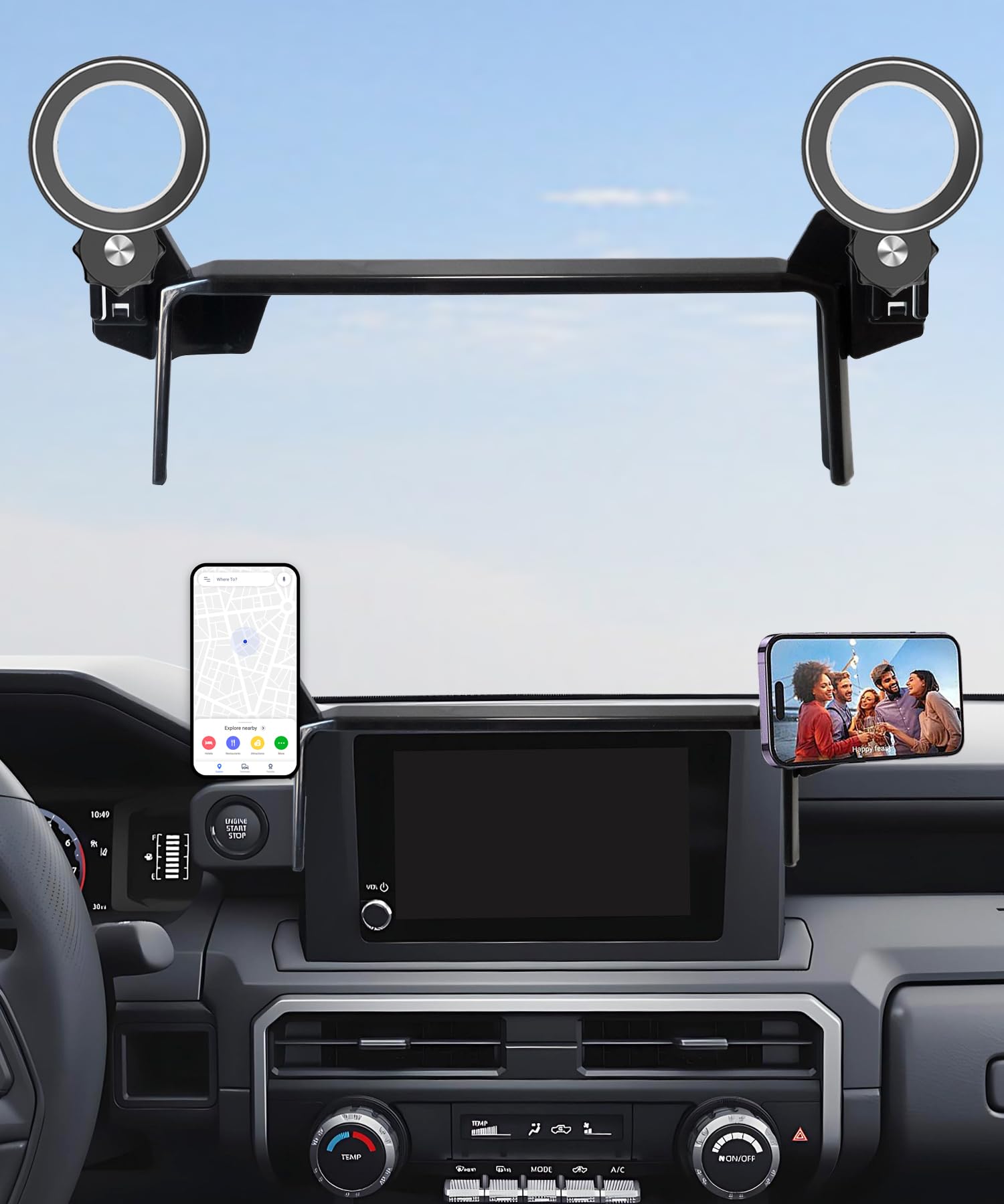 AbeeyGeomarn Car Phone Holder for Toyota Tacoma 2024 2025 2026 Accessories Apply to 8 Inch Touch Screen Fixed Clip MagSafe Passe