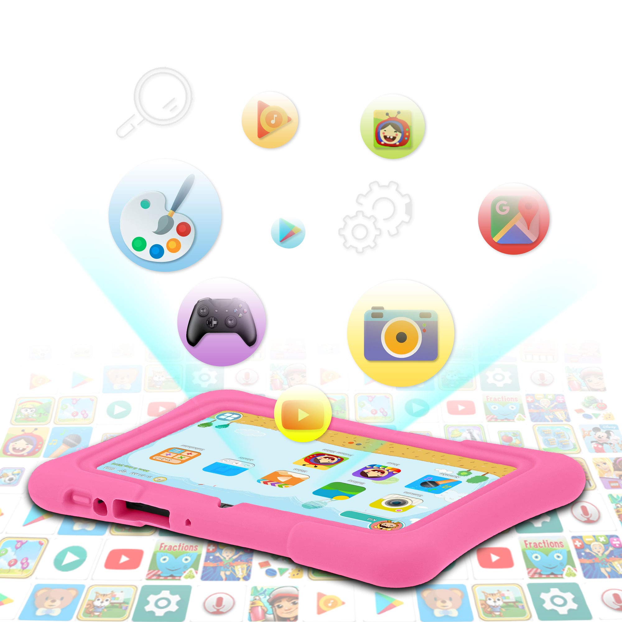 Pritom 7 Inch Kids Tablet, Quad Core Android 13, 32 Gb Rom, Wifi, Bluetooth, Dual Camera, Educationl, Games, Parental Control, K