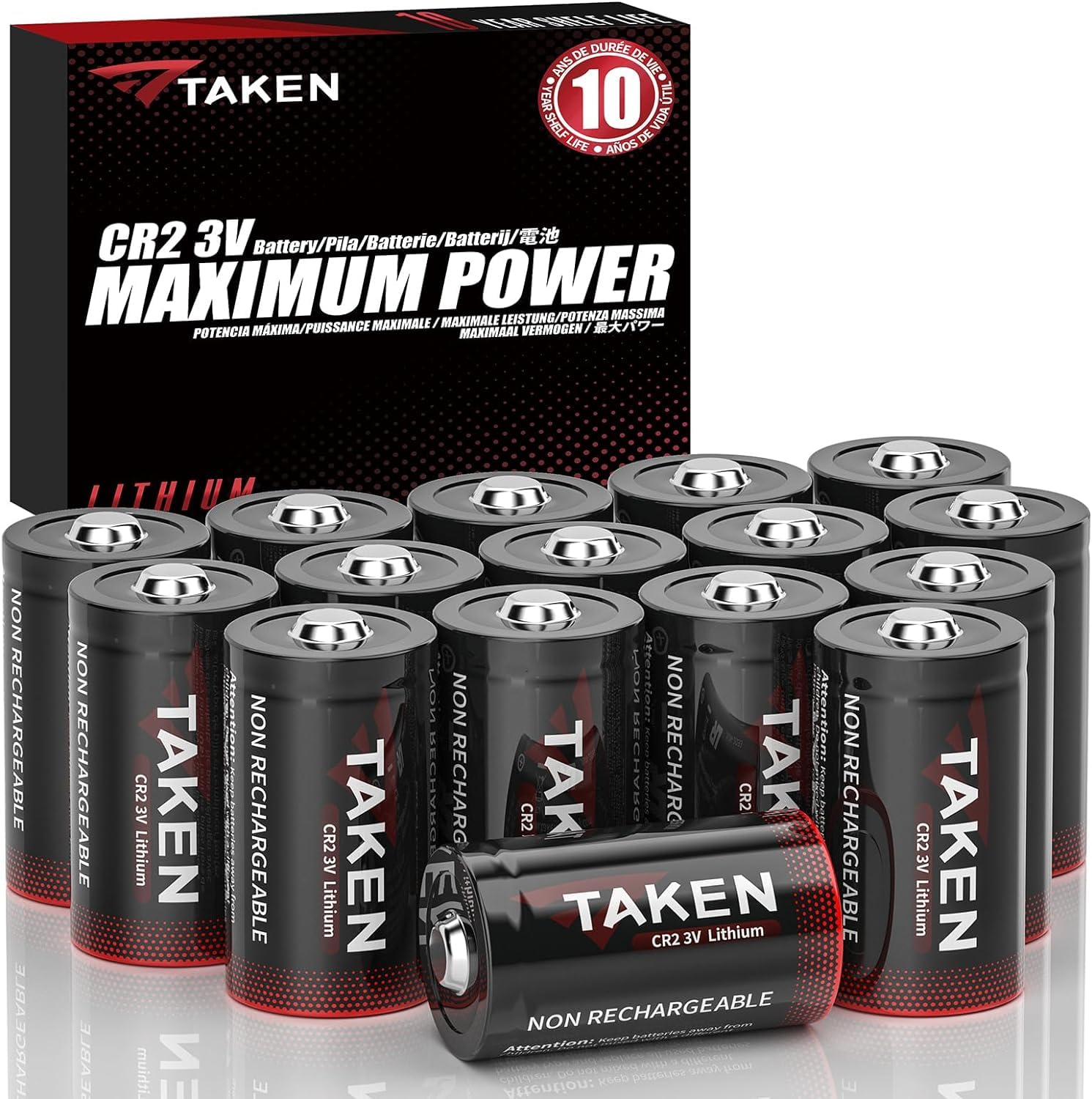 Taken Cr2 Lithium Battery Non Rechargeable With Ptc Protection 3 Volt Cr2 Batteries 850Mah For Golf Rangefinder, Flashlight, Dig