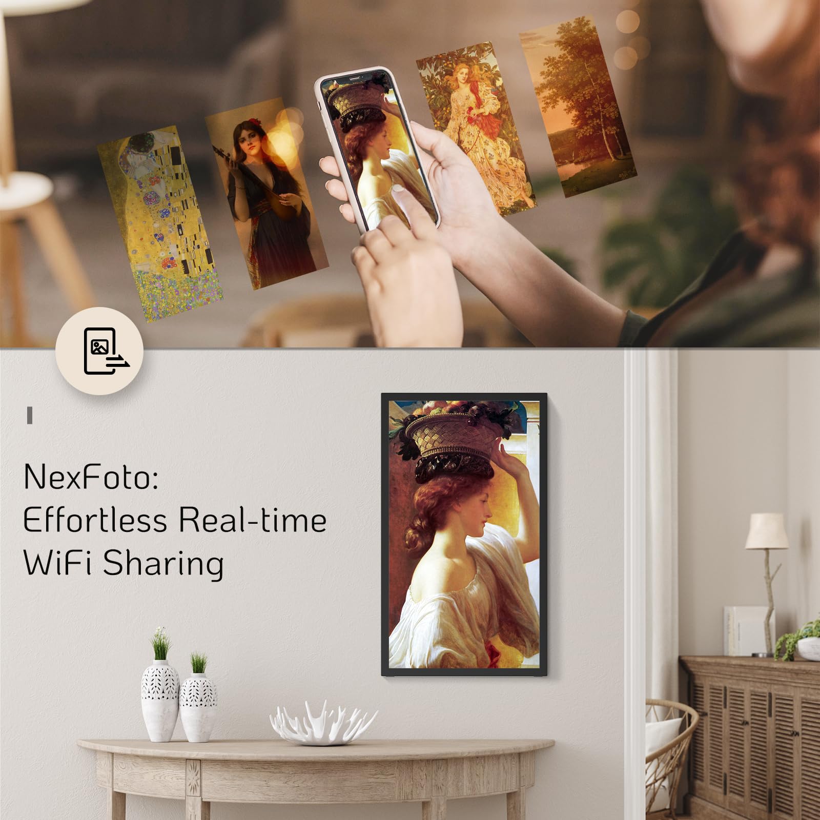 Nexfoto 21.5 Inch Extra Large Digital Picture Frame 64Gb With Bluetooth Speakers, Digital Photo Frame 1920X1080 Ips Fhd With Lig