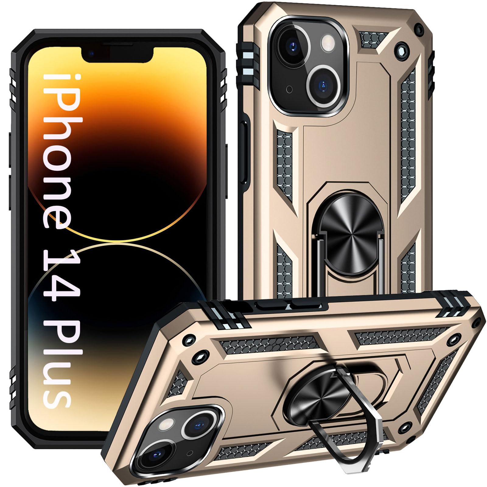 Addit Case For Iphone 14 Plus Phone Case Iphone 14 Plus Case, With Ring Holder Stand, Support Magnet Car Mount, Military Grade,