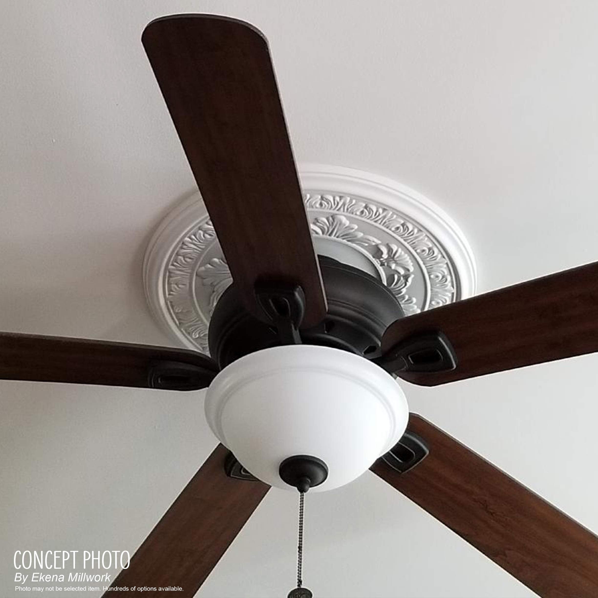 Ekena Millwork Cmp19Ba Baltimore Thermoformed Pvc Ceiling Medallion (Fits Canopies Up To 7 3/4''), 19''Od X 3 1/2''Id X 1''P